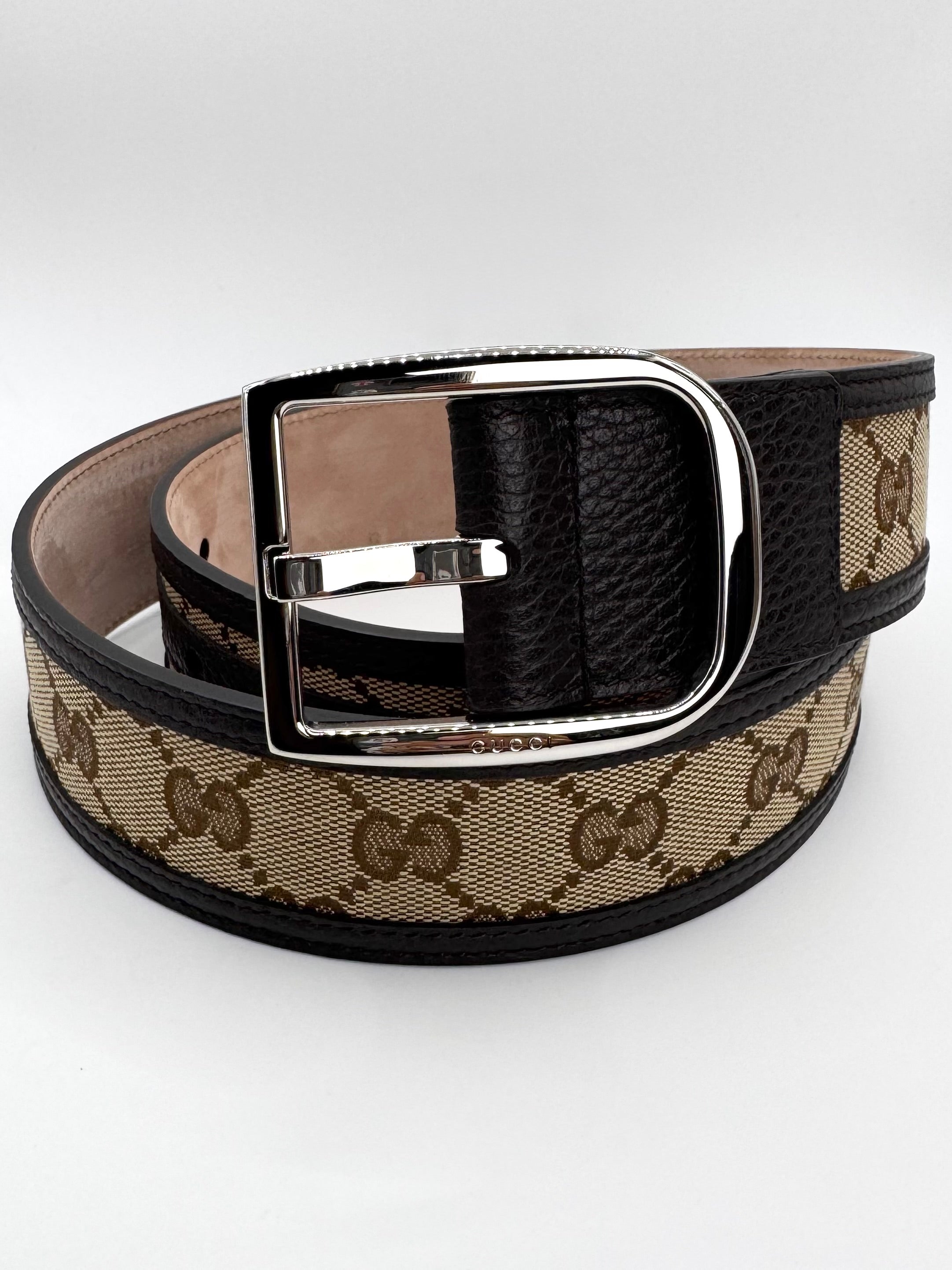 2010s Gucci ‘Guccisima’ Monogram Canvas Leather Trim Belt