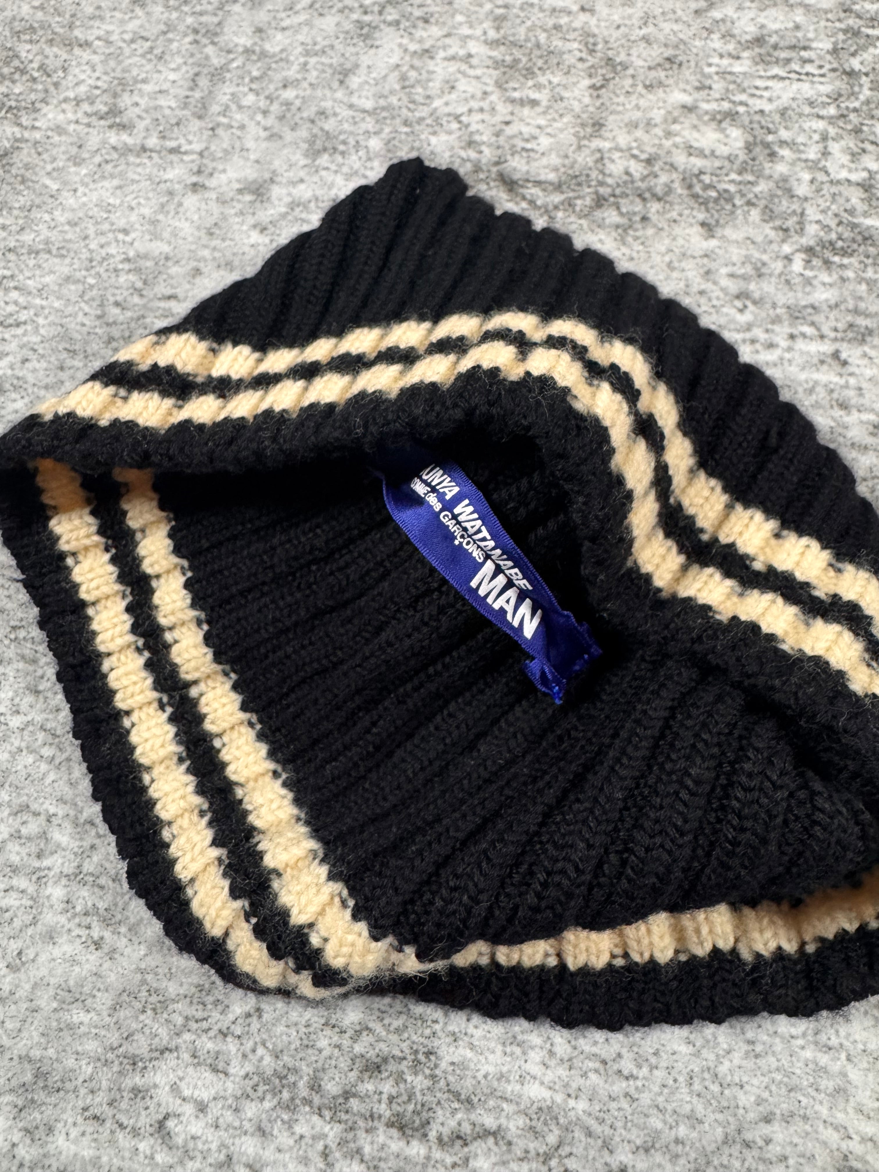2000s Junya Watanabe Man ‘Dual Stripe’ Ribbed Knit Beanie