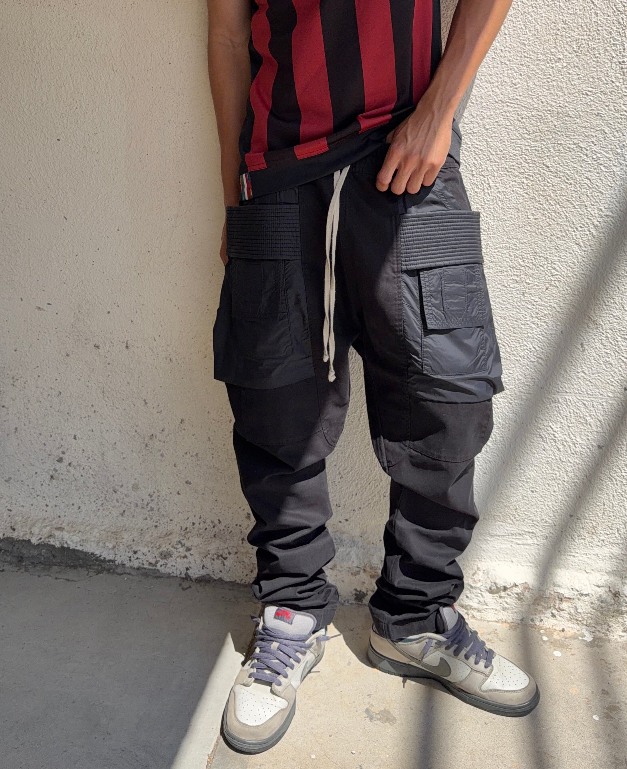 FW20 Rick Owens “Performa” Hybrid Nylon Panel Creatch Cargo Pants