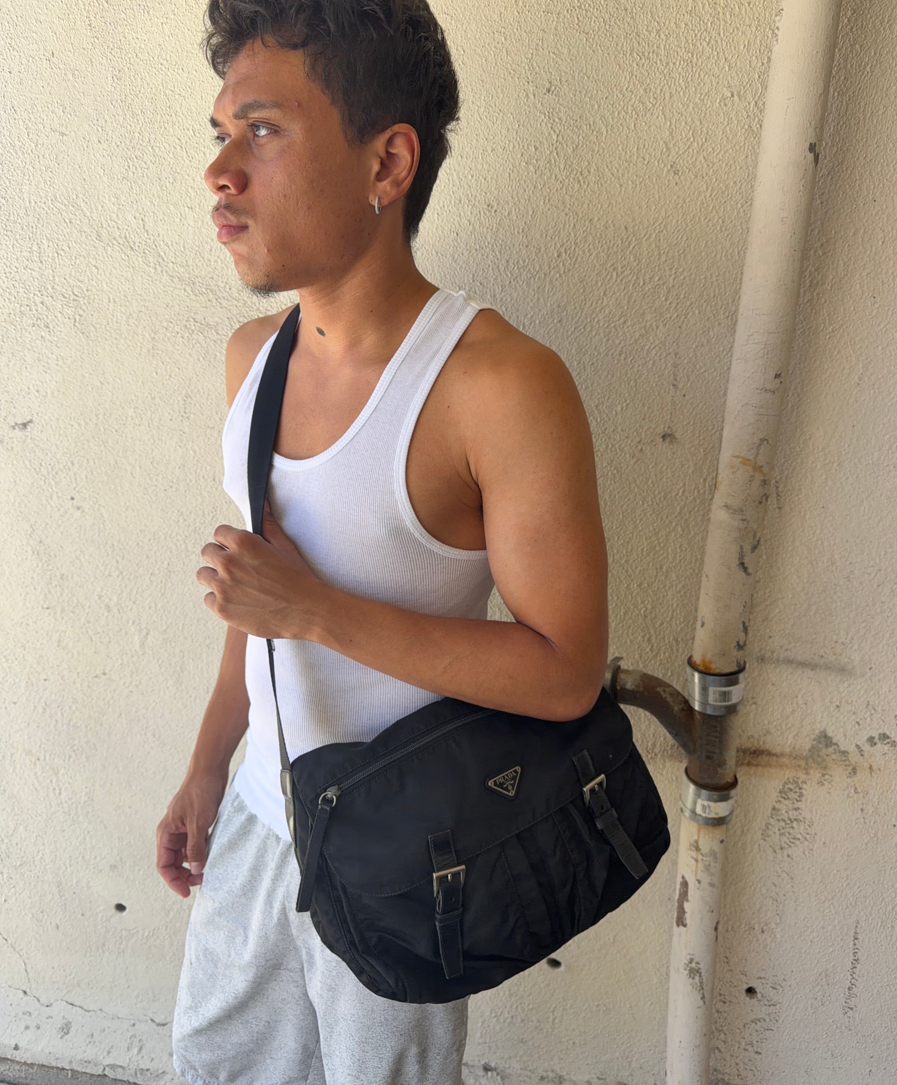2000s Prada ‘Nero’ Tessuto Nylon Crossbody Messenger Bag