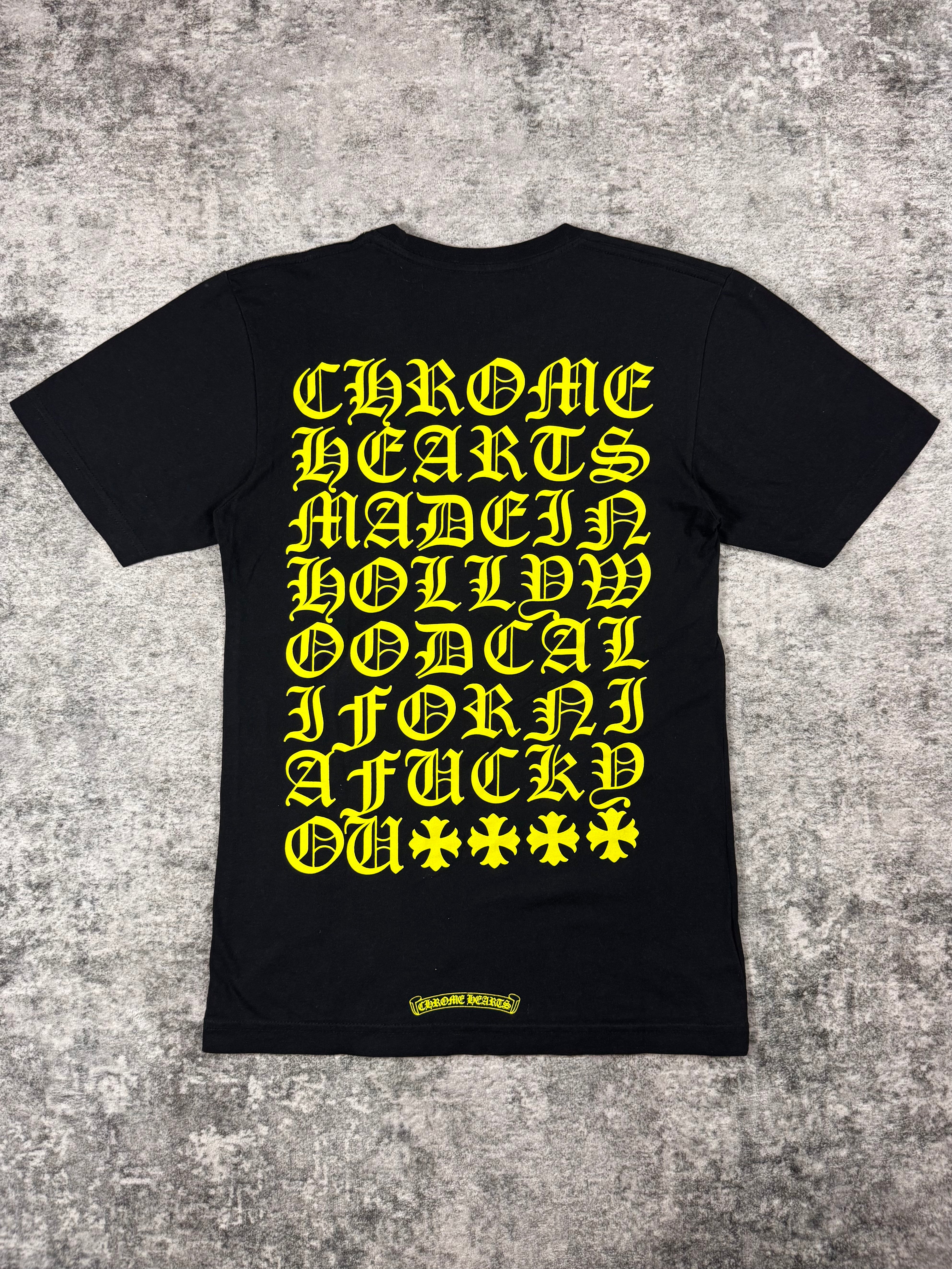 2010s Chrome Hearts Yellow ‘Fuck You’ Horse Shoe Script T shirt