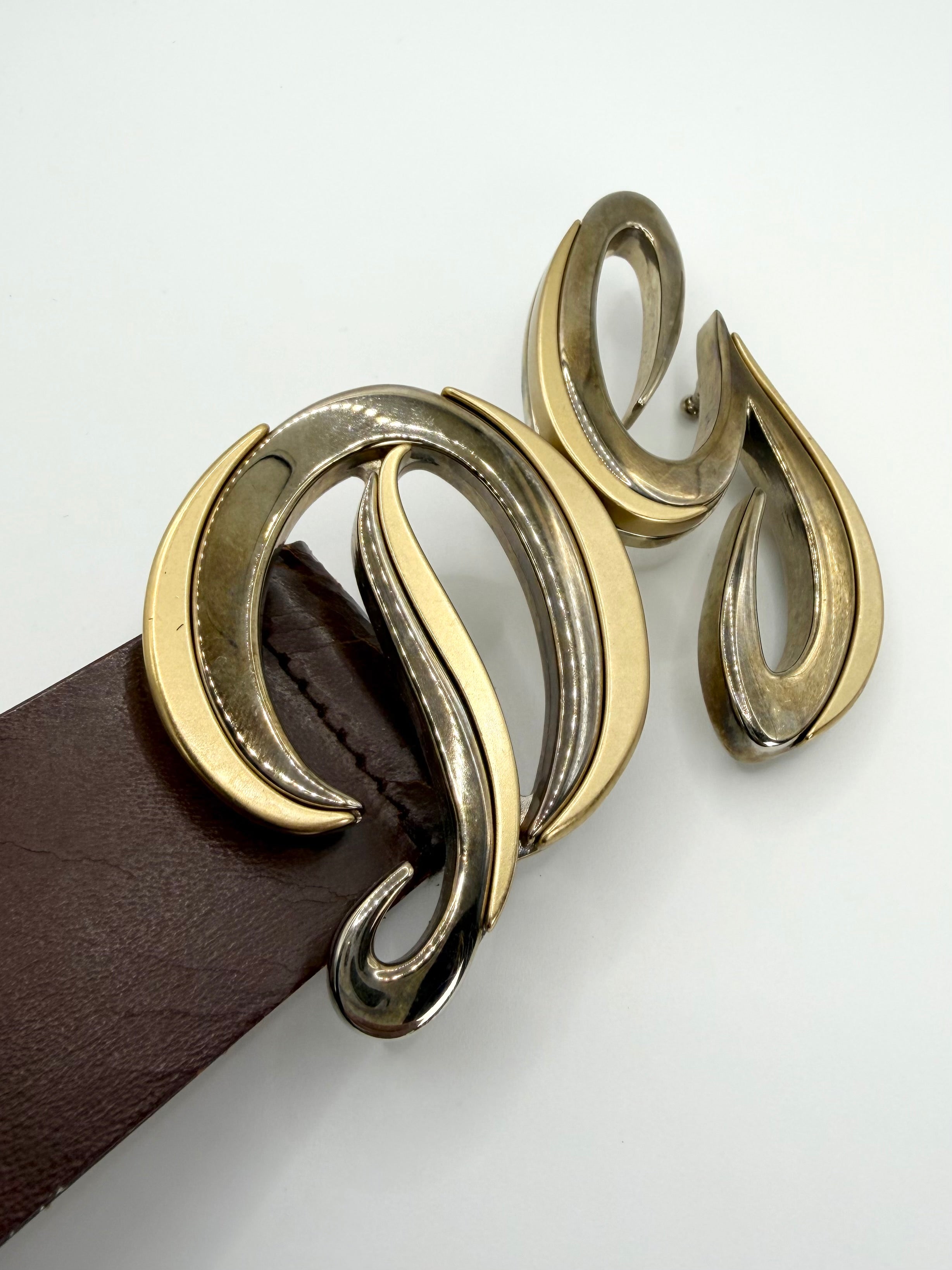 2000s Dolce & Gabbana Oversized ‘DG’ Dual-Tone Logo Leather Belt