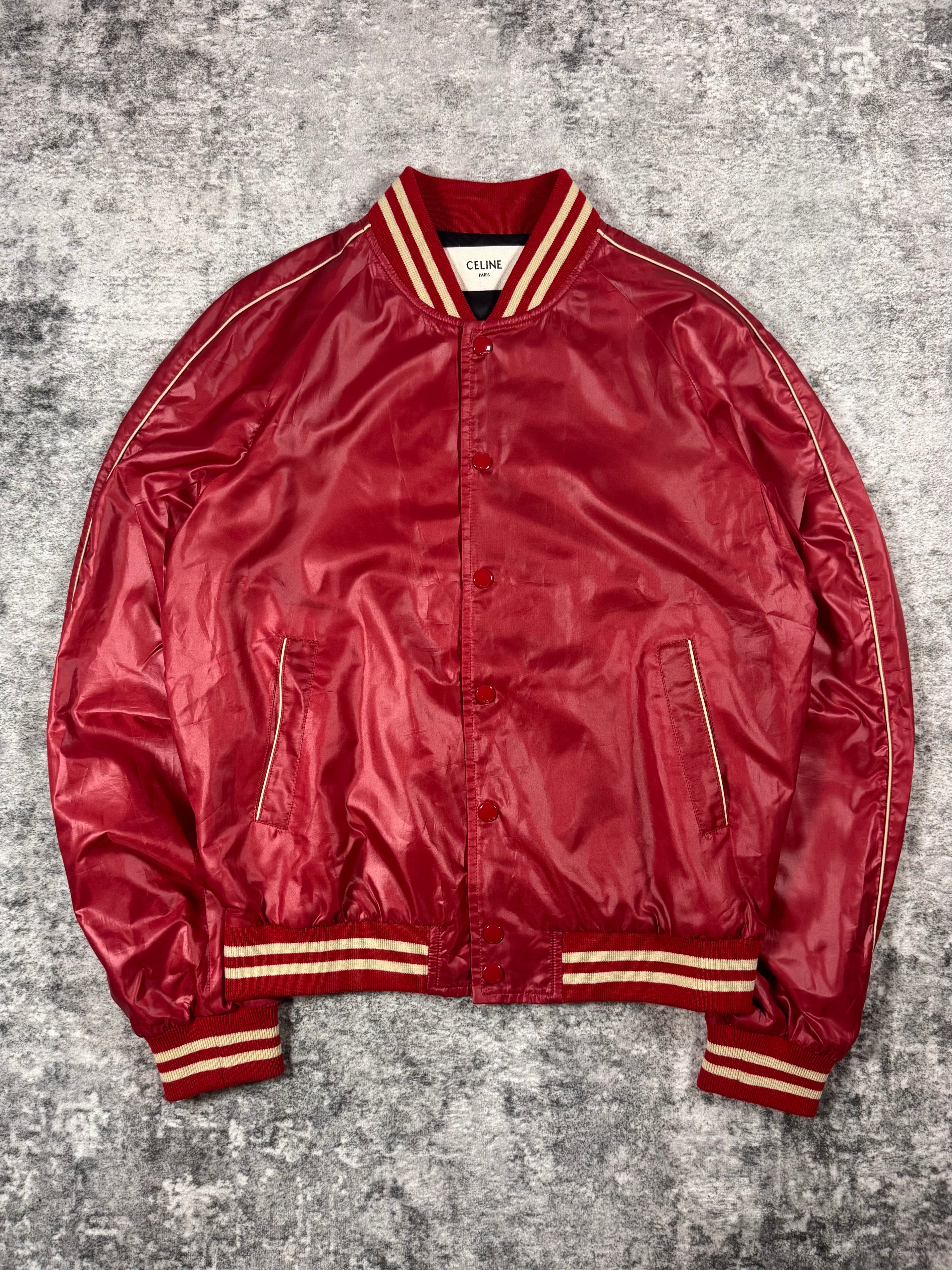 SS20 Celine Heidi Slimane ‘Teddy’ Red Satin Runway Jacket