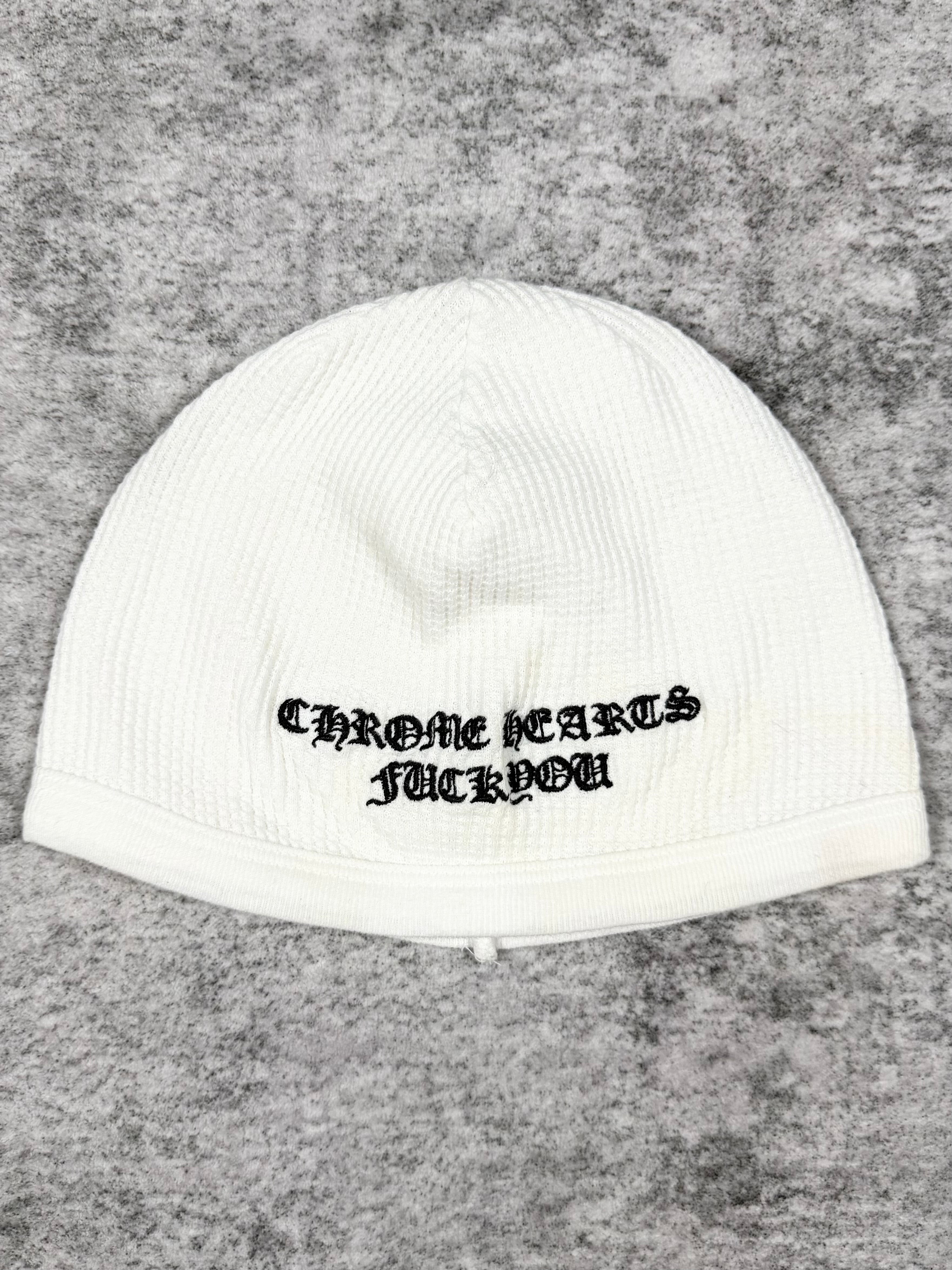 2000s Chrome Hearts ‘Fuck You’ Vintage White Thermal Beanie