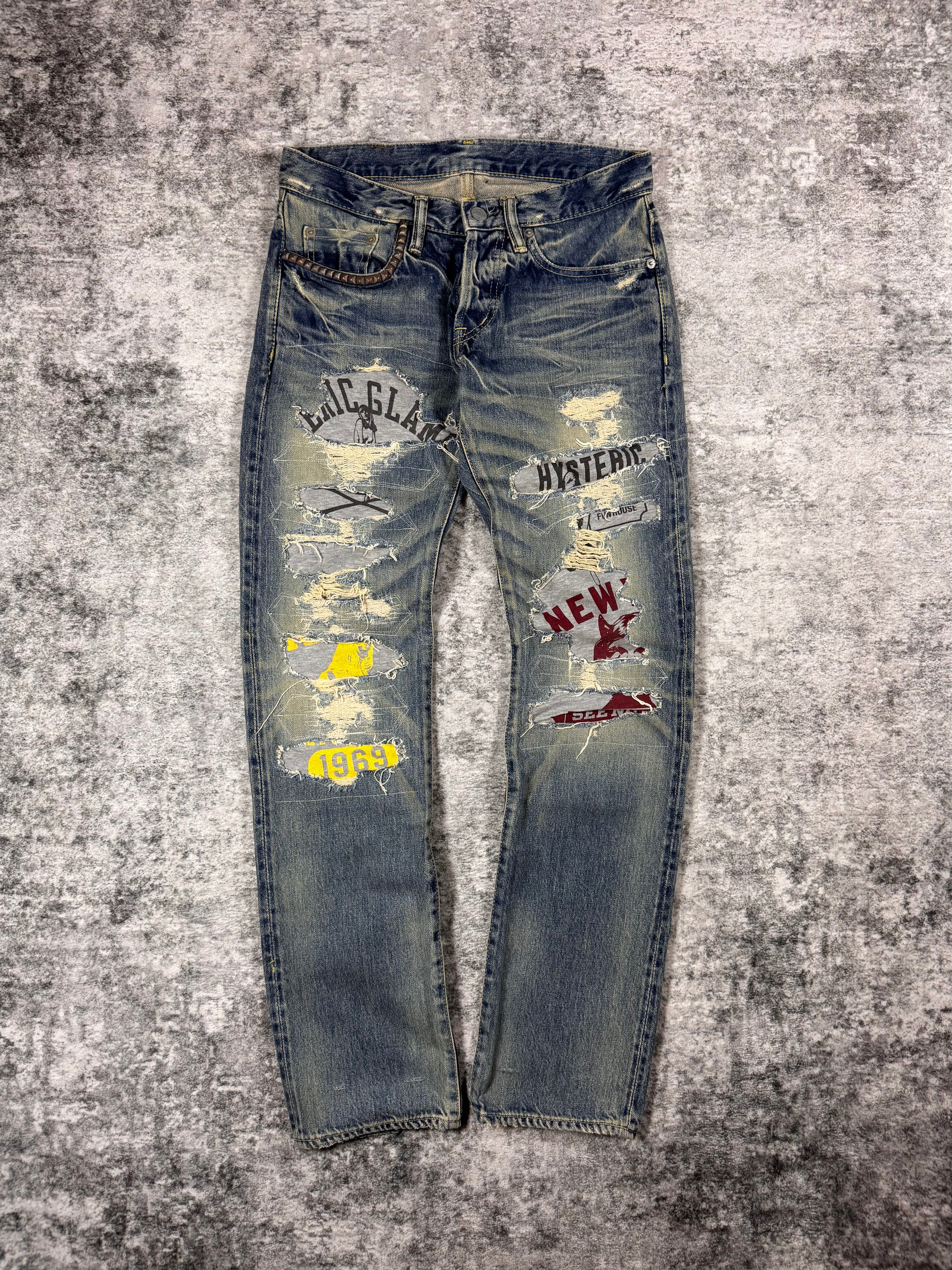2000s Hysteric Glamour Hybrid ‘Showgirl’ Studded Distress Denim