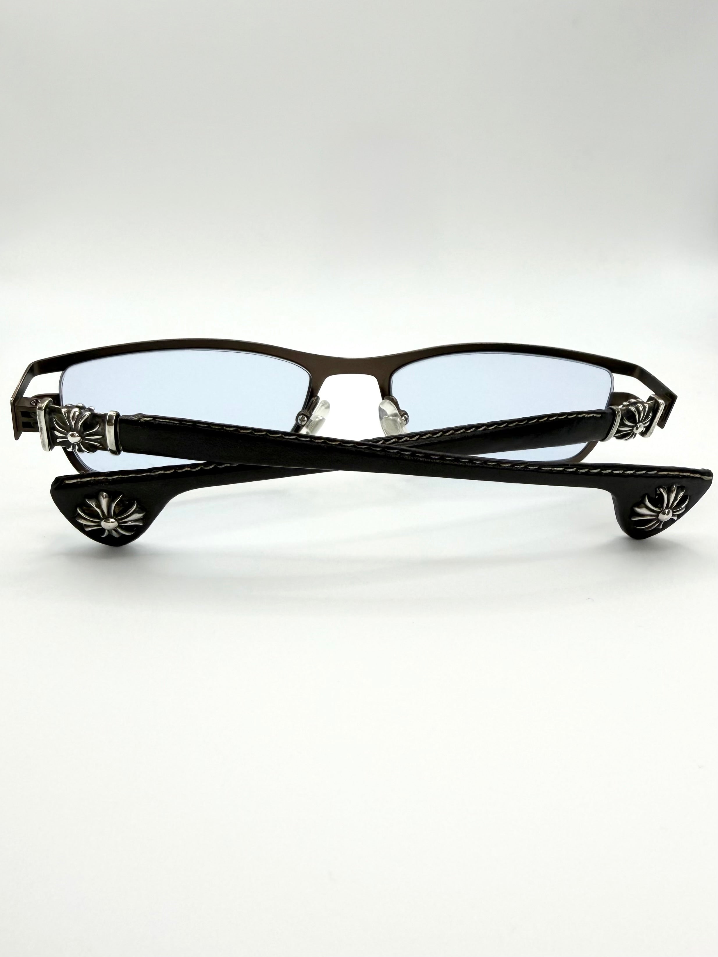 Chrome Hearts ‘M. Diver’ Cemetery Cross Leather Temple Glass Frames