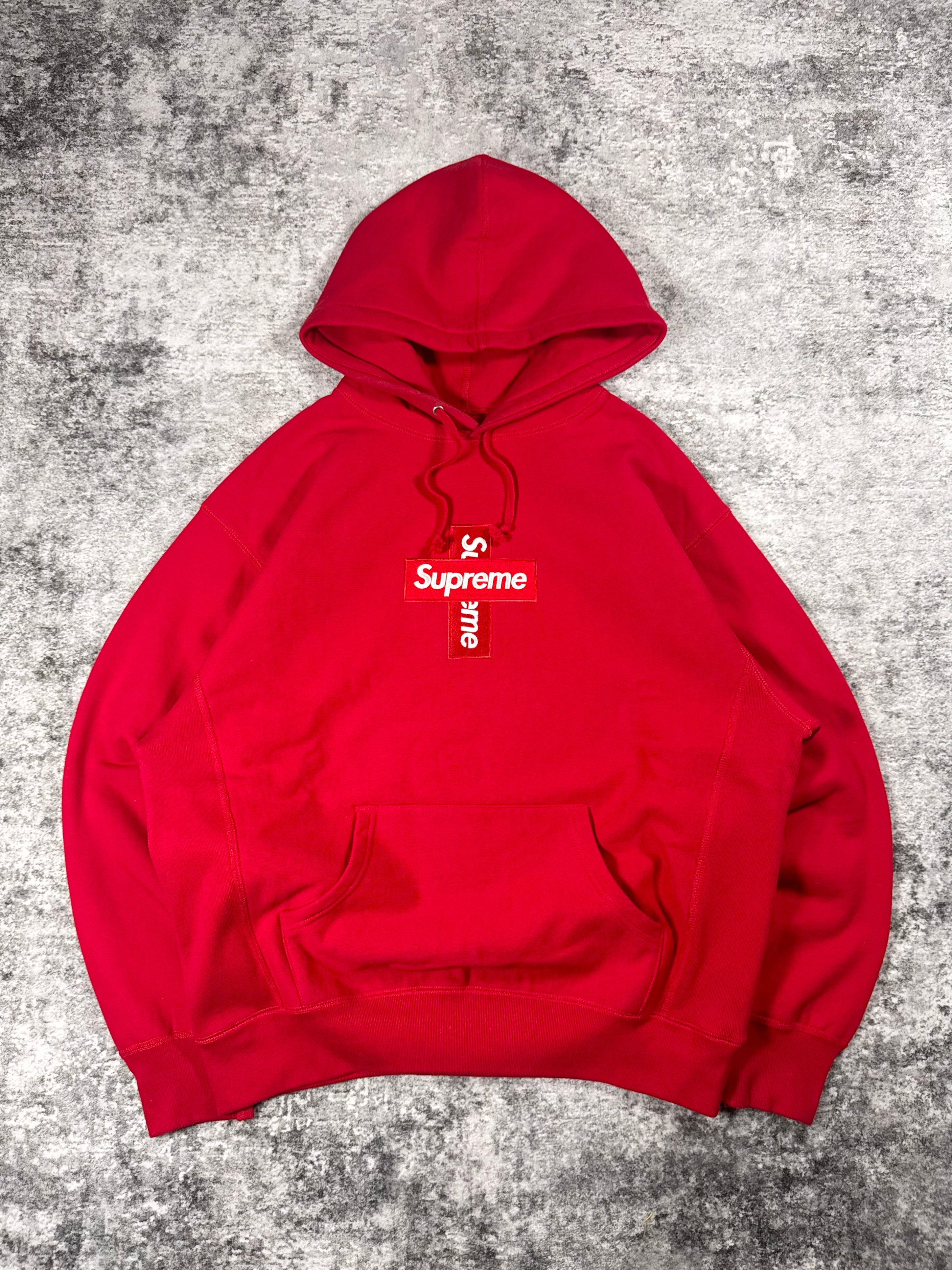 FW20 Supreme Red ‘Cross Box Logo’ Hoodie