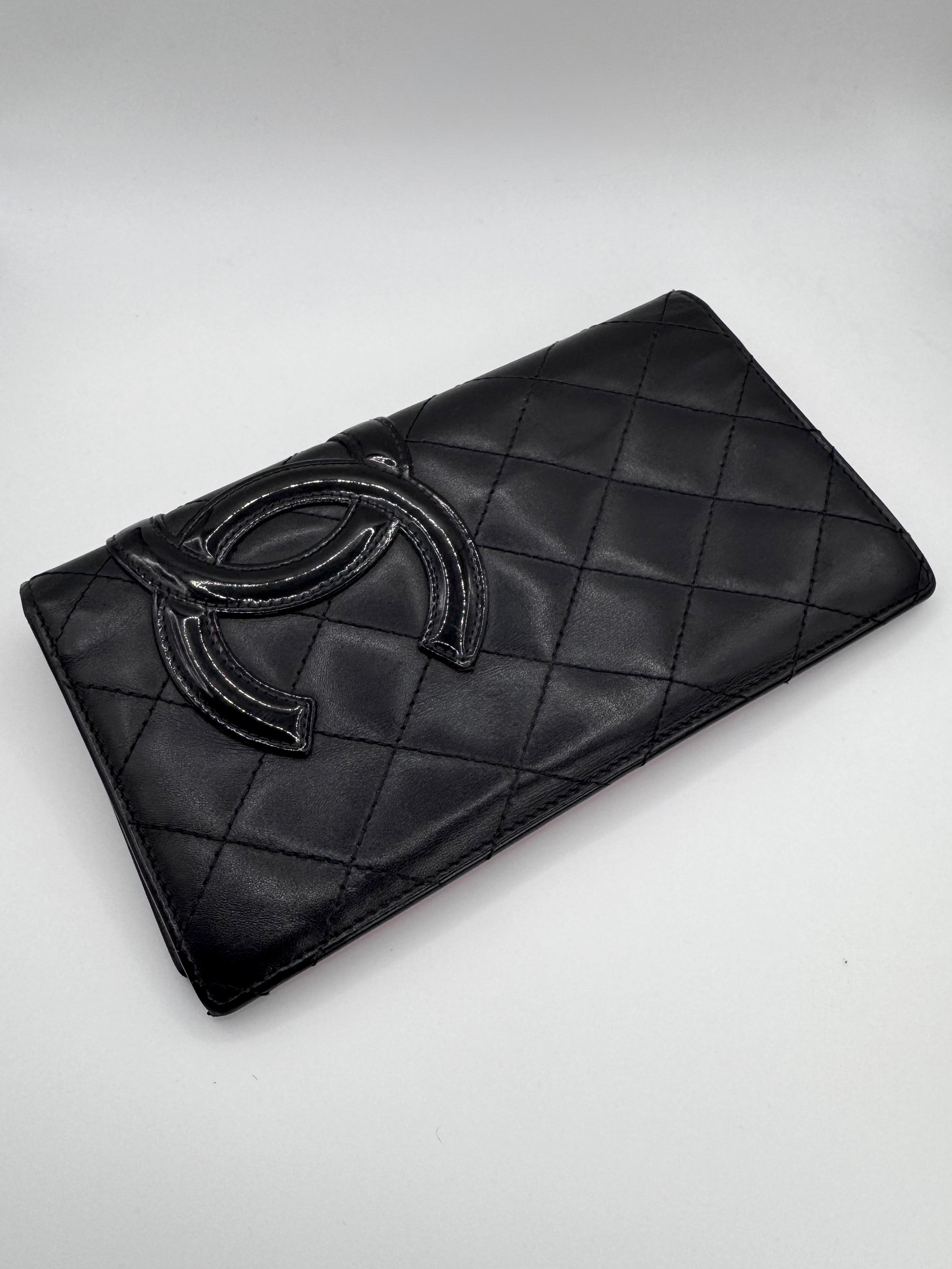 2000s Chanel ‘Cambon Ligne’ Black Quilted CC Long Wallet