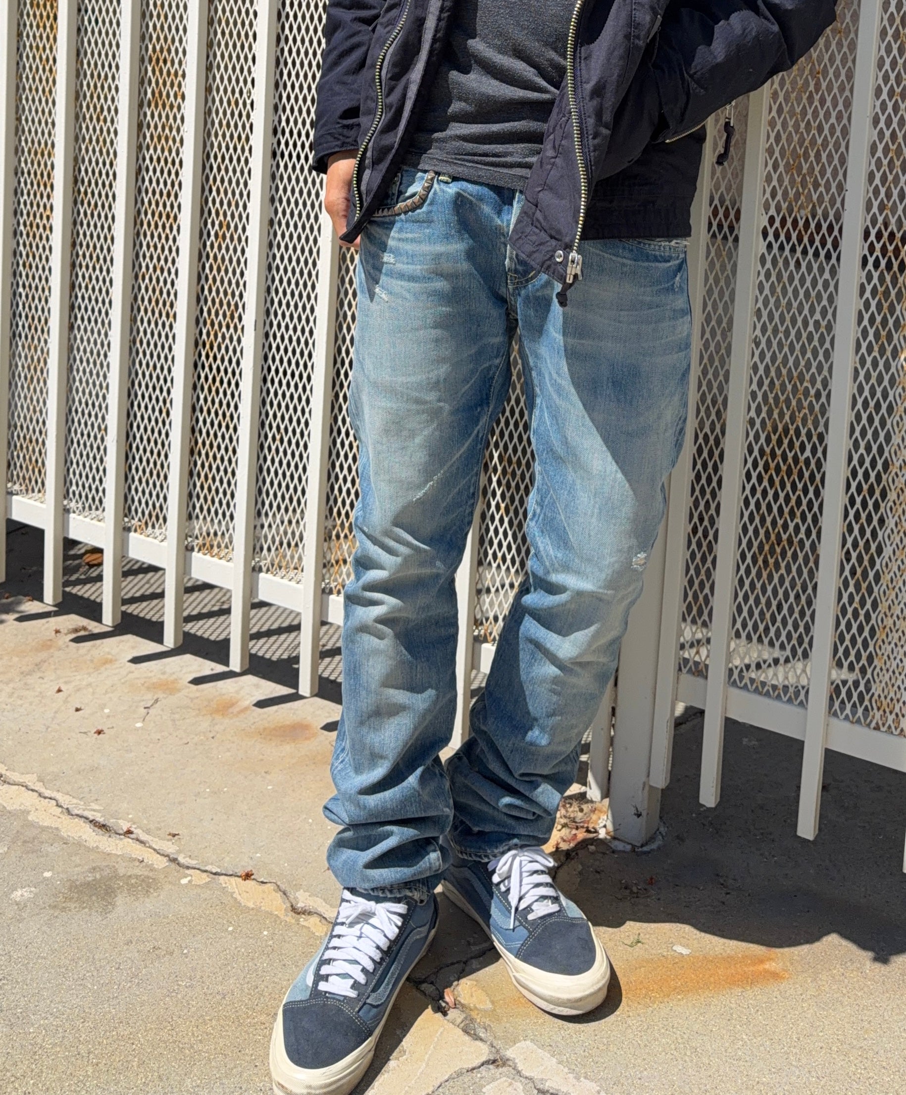 Hysteric Glamour Faded Wash Studded Distress Denim