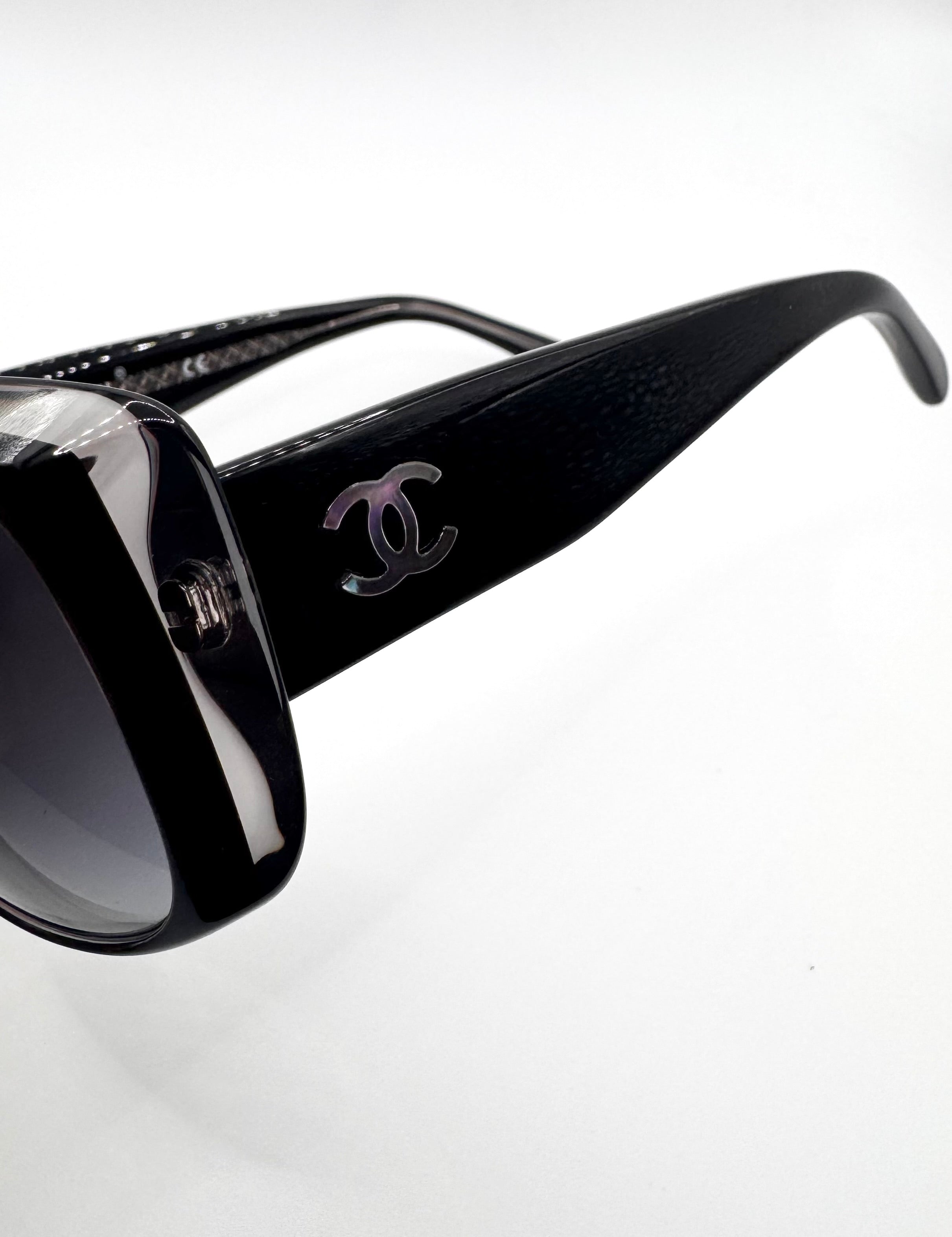 2000s Chanel ‘40919A’ Translucent Frame Shield Sunglasses