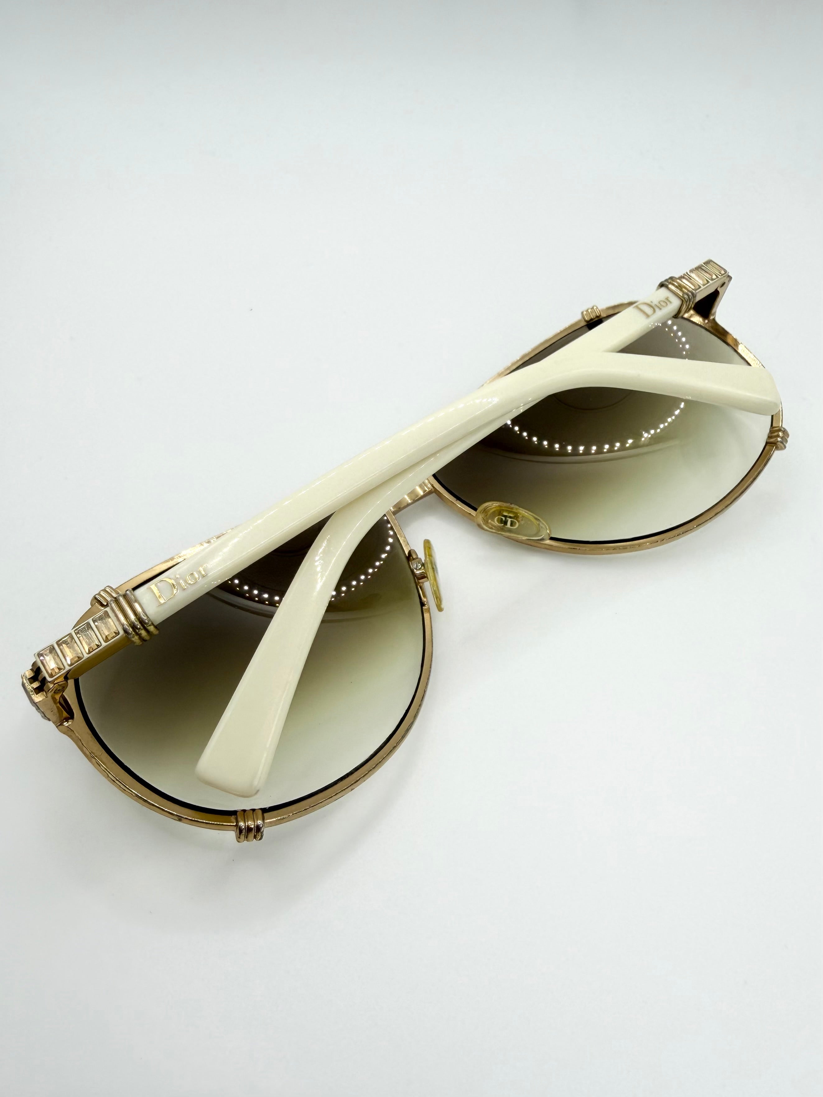 2000s Christian Dior ‘Chicago 2’ Gold Accent Aviator Sunglasses