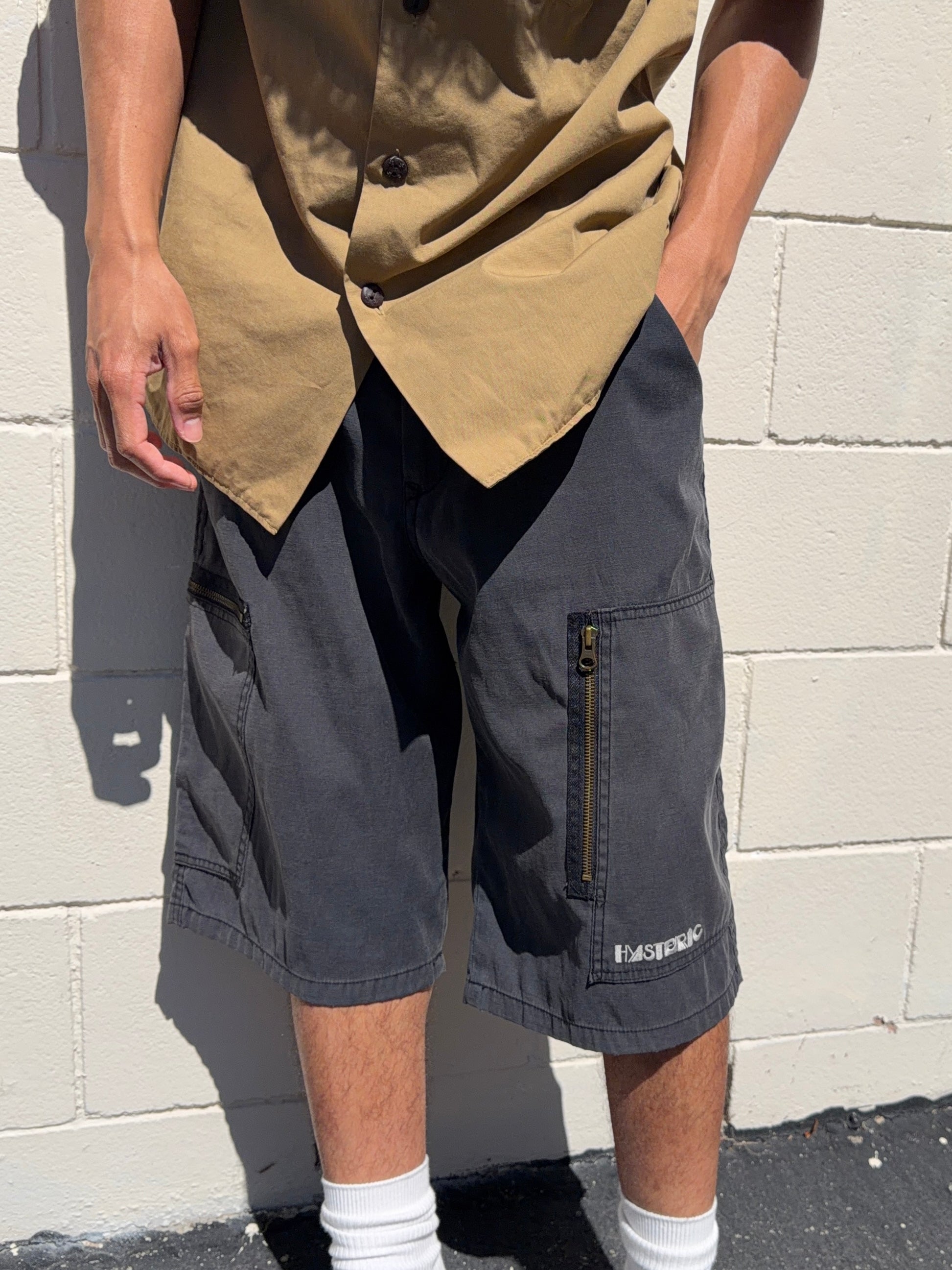 1990s Hysteric Glamour Black Parachute Cargo Shorts