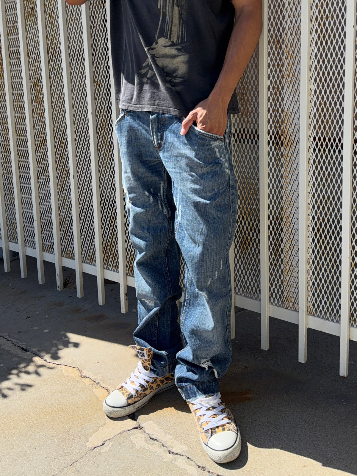 2000s Dolce & Gabbana Clawmark Distressed Indigo Wash Denim