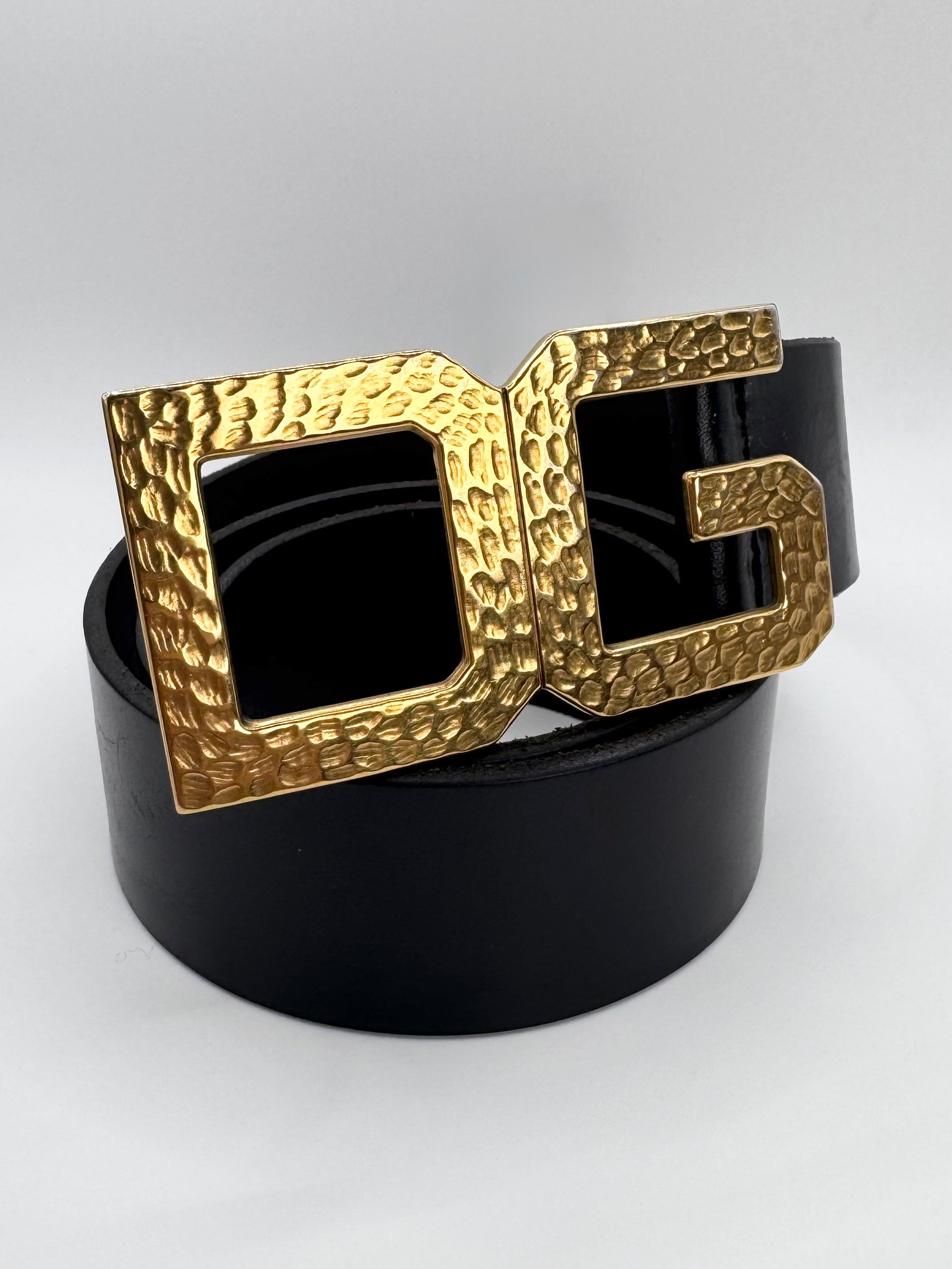 2000s Dolce & Gabbana Cheetah-Textured Gold ‘DG’ Buckle Leather Belt