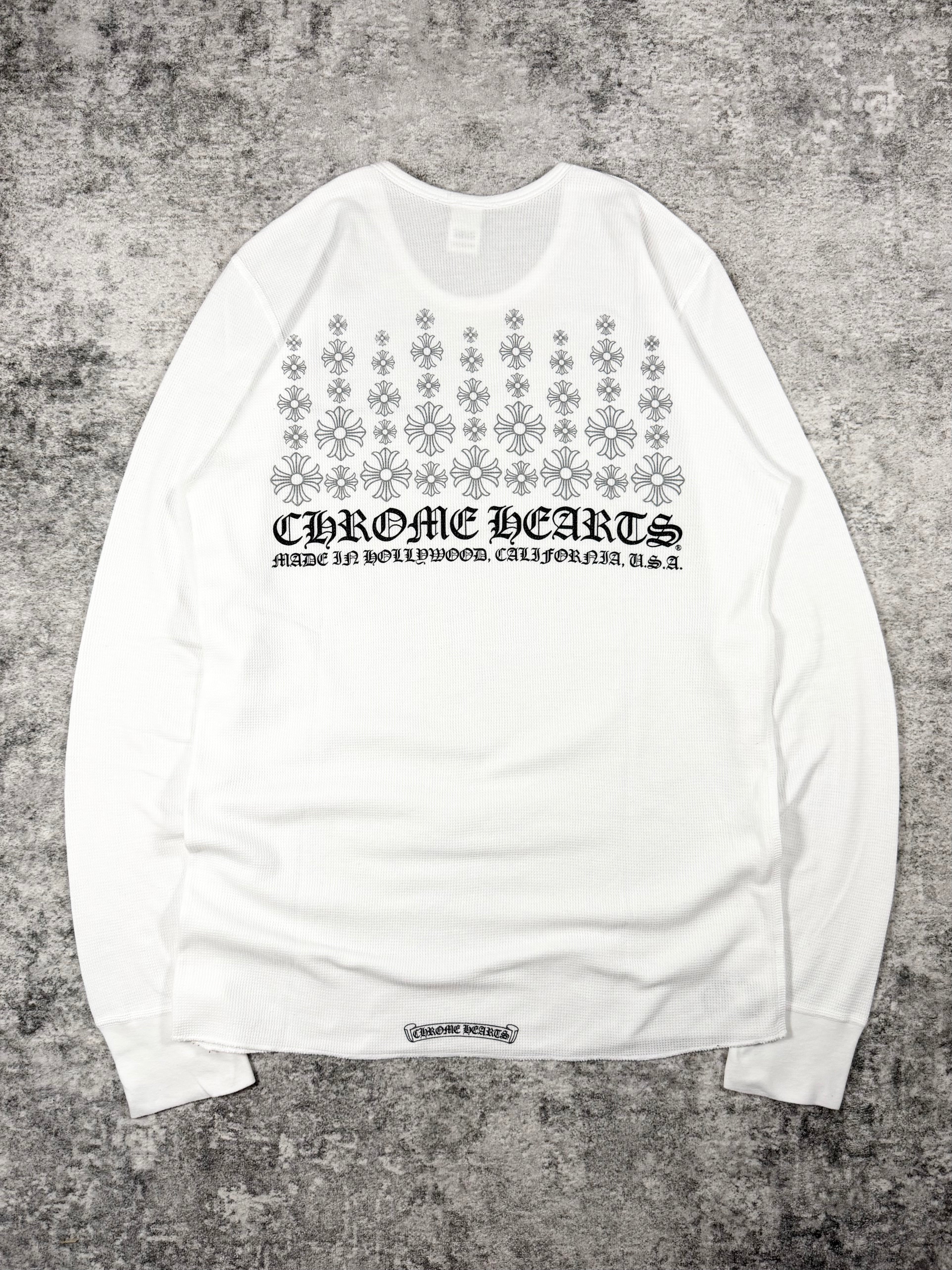 2010s Chrome Hearts ‘Multi-Cemetery Cross’ White Thermal Longsleeve