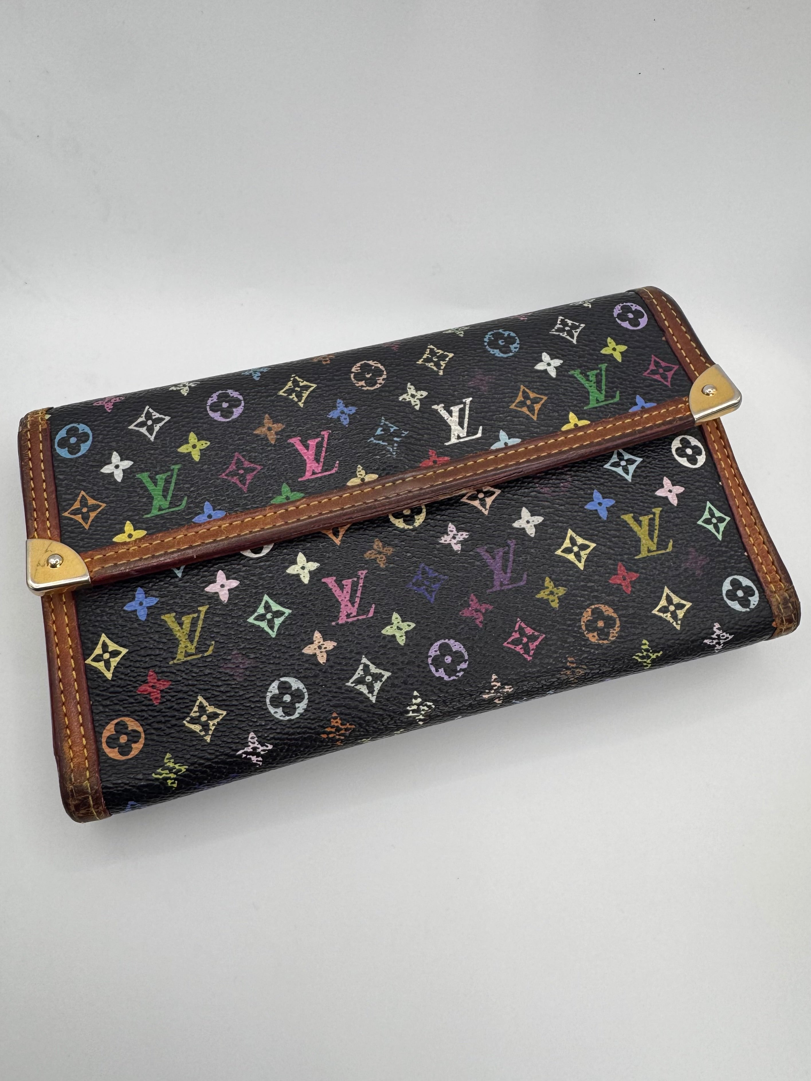 SS06 Louis Vuitton ‘Murakami’ Monogram Leather Gold Accent Wallet