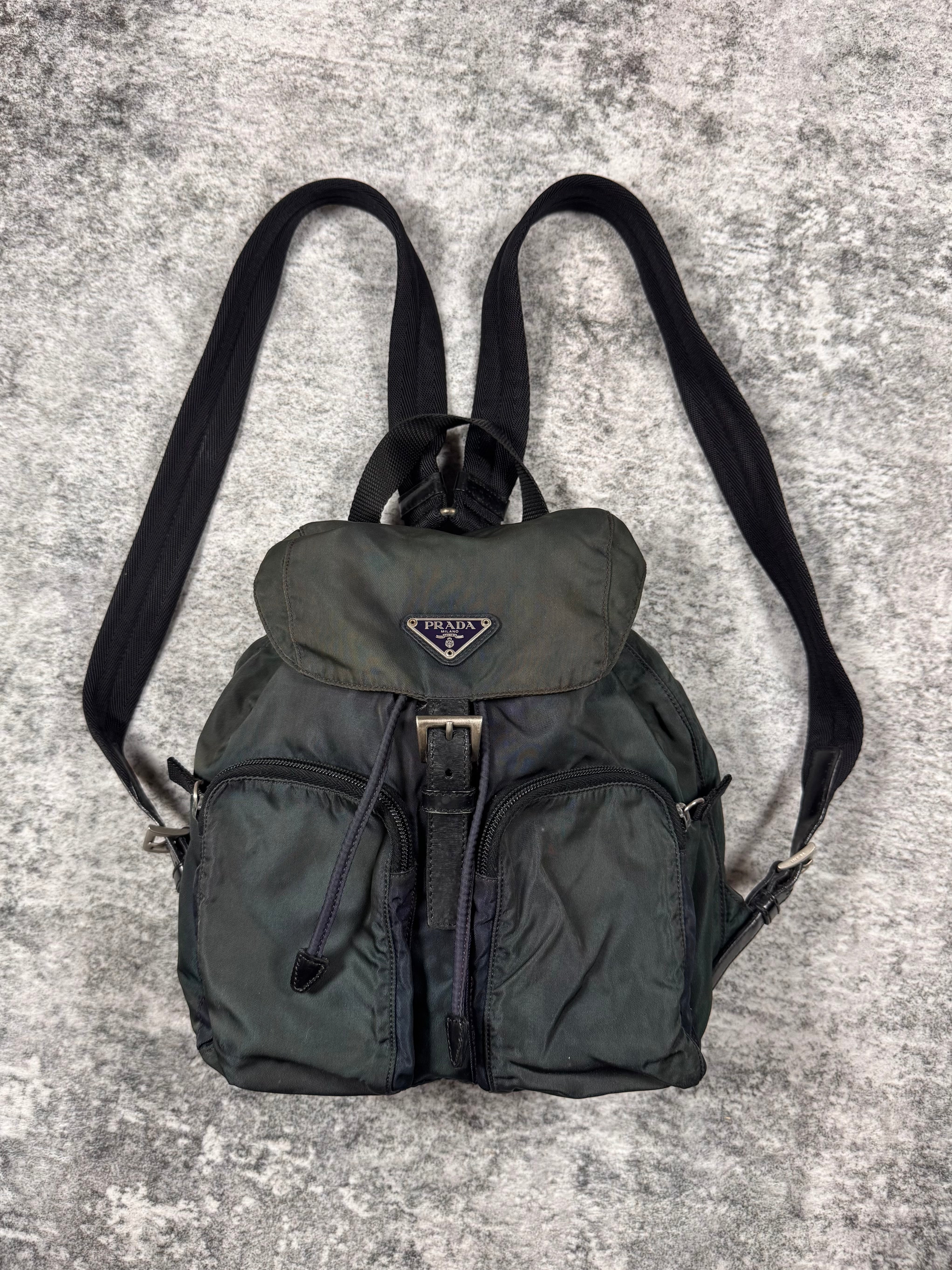 2000s Prada Milano ‘Ebano’ Tessuto Zipper Nylon Backpack