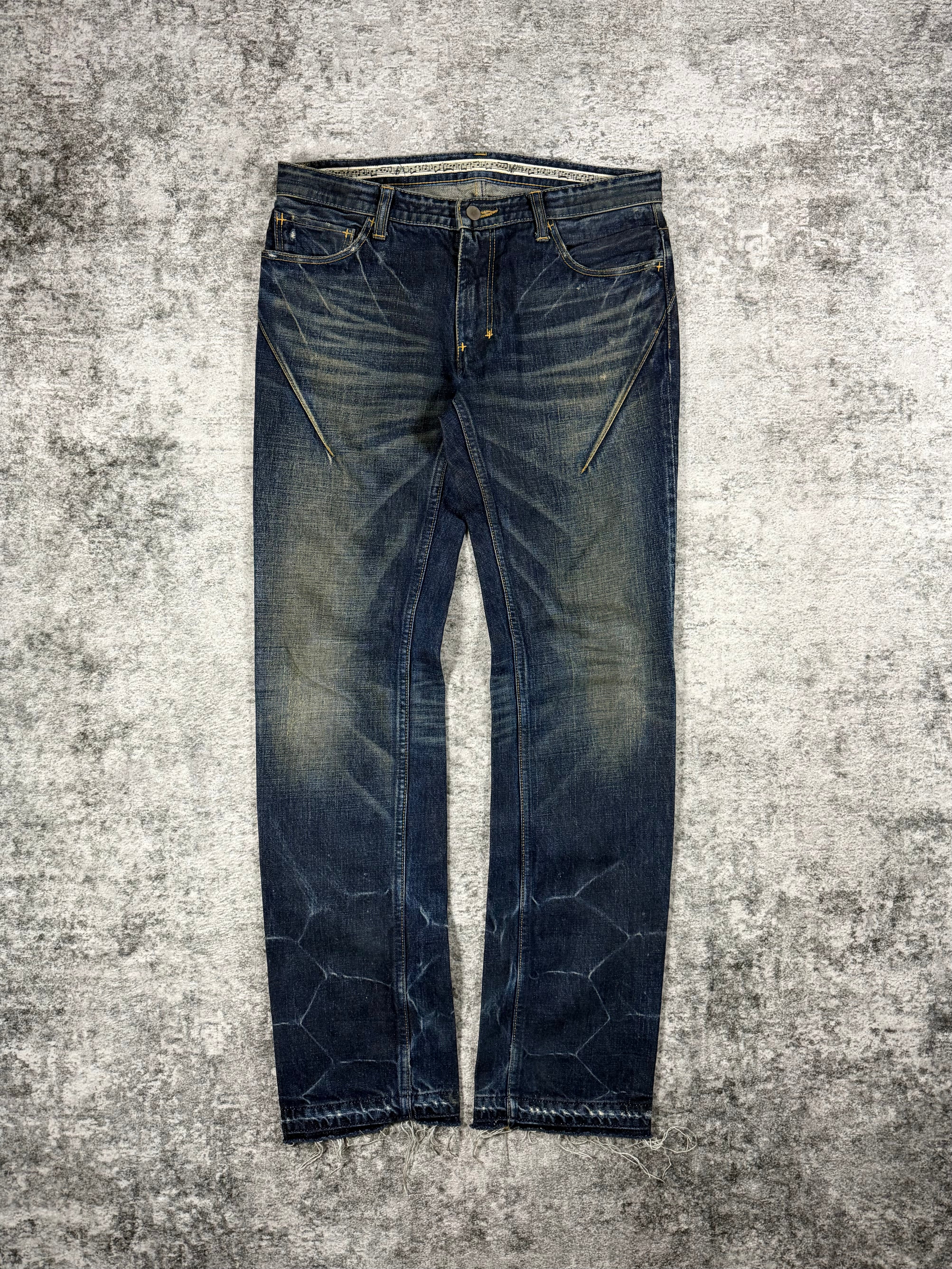 SS08 Number (N)ine “Birds” Indigo Honeycomb Mudwash Distress Pain Denim