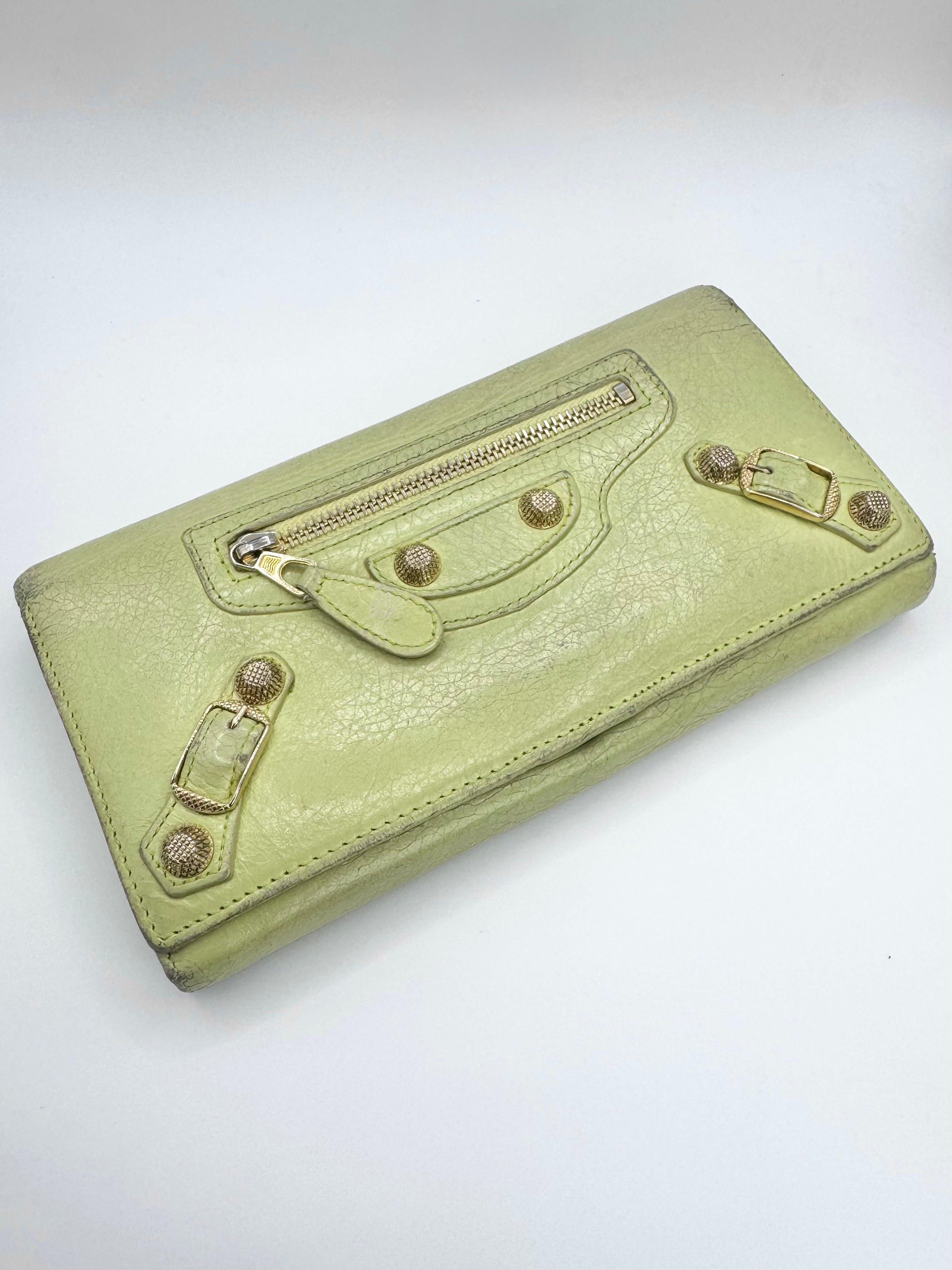 2000s Balenciaga ‘Pistachio’ City Leather Wallet