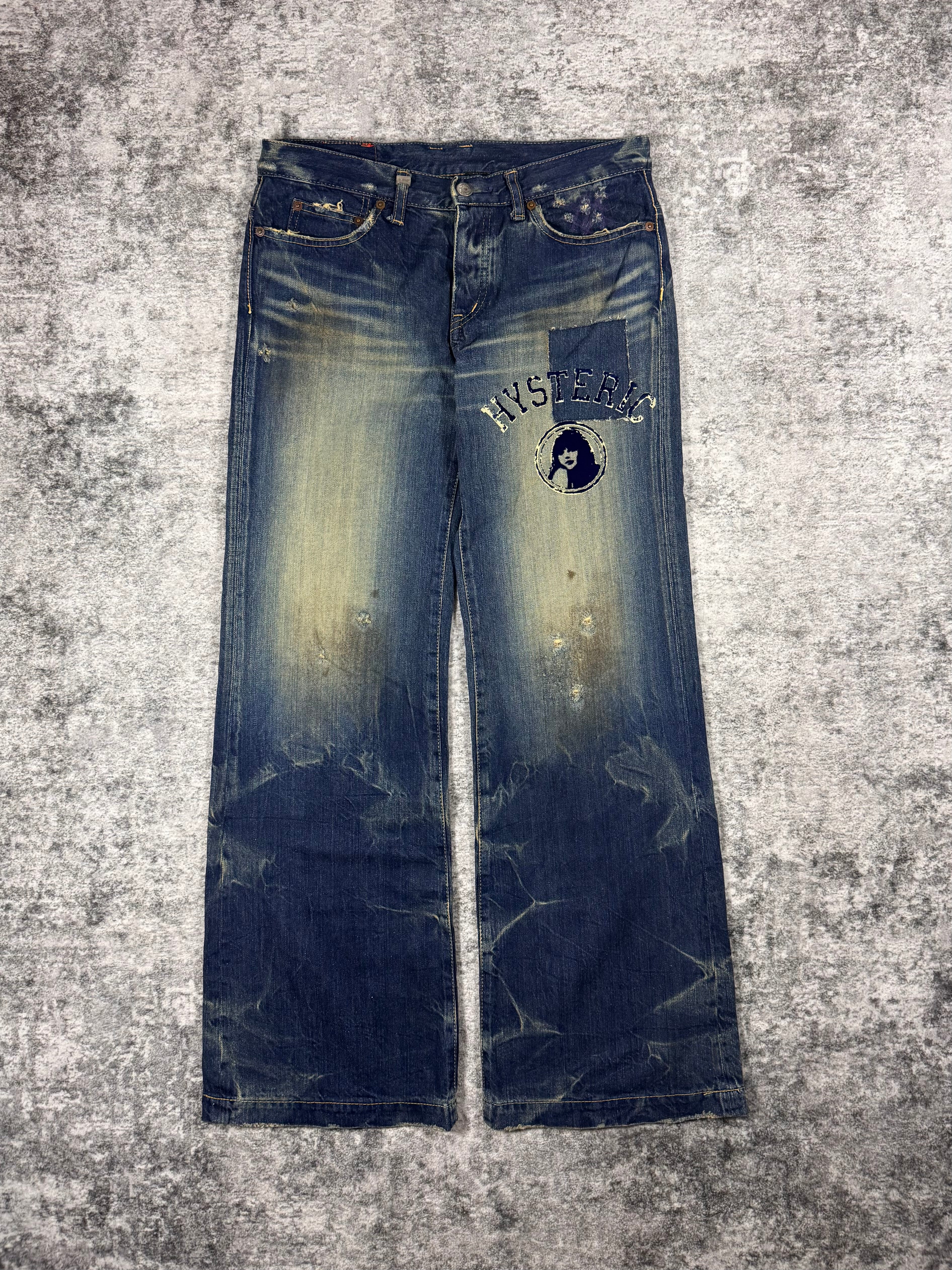 2000s Hysteric Glamour Showgirl Mudwash Patchwork Flare Denim