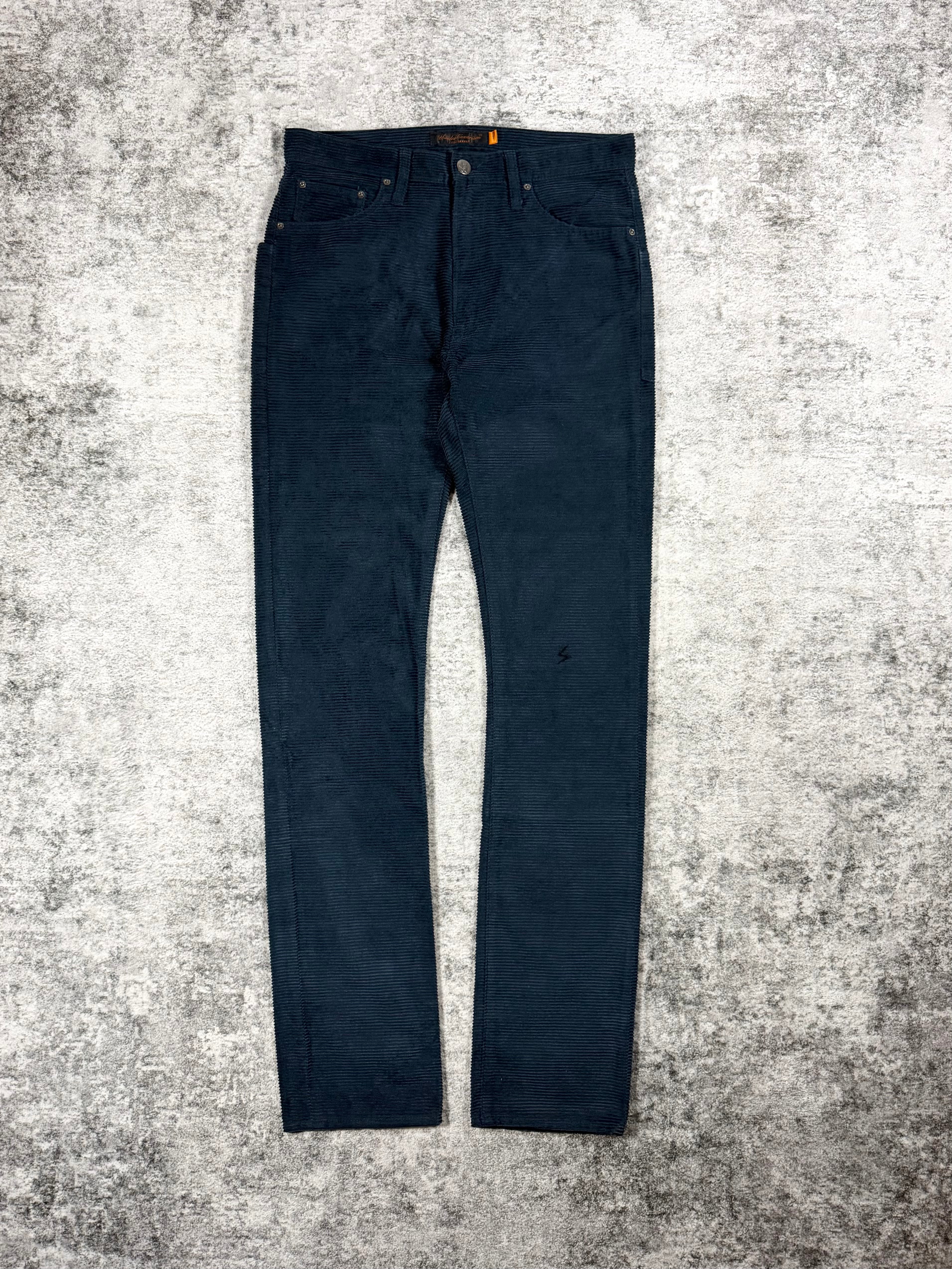 AW05 Undercover “Arts & Crafts” Navy Horizontal Corduroy Jeans