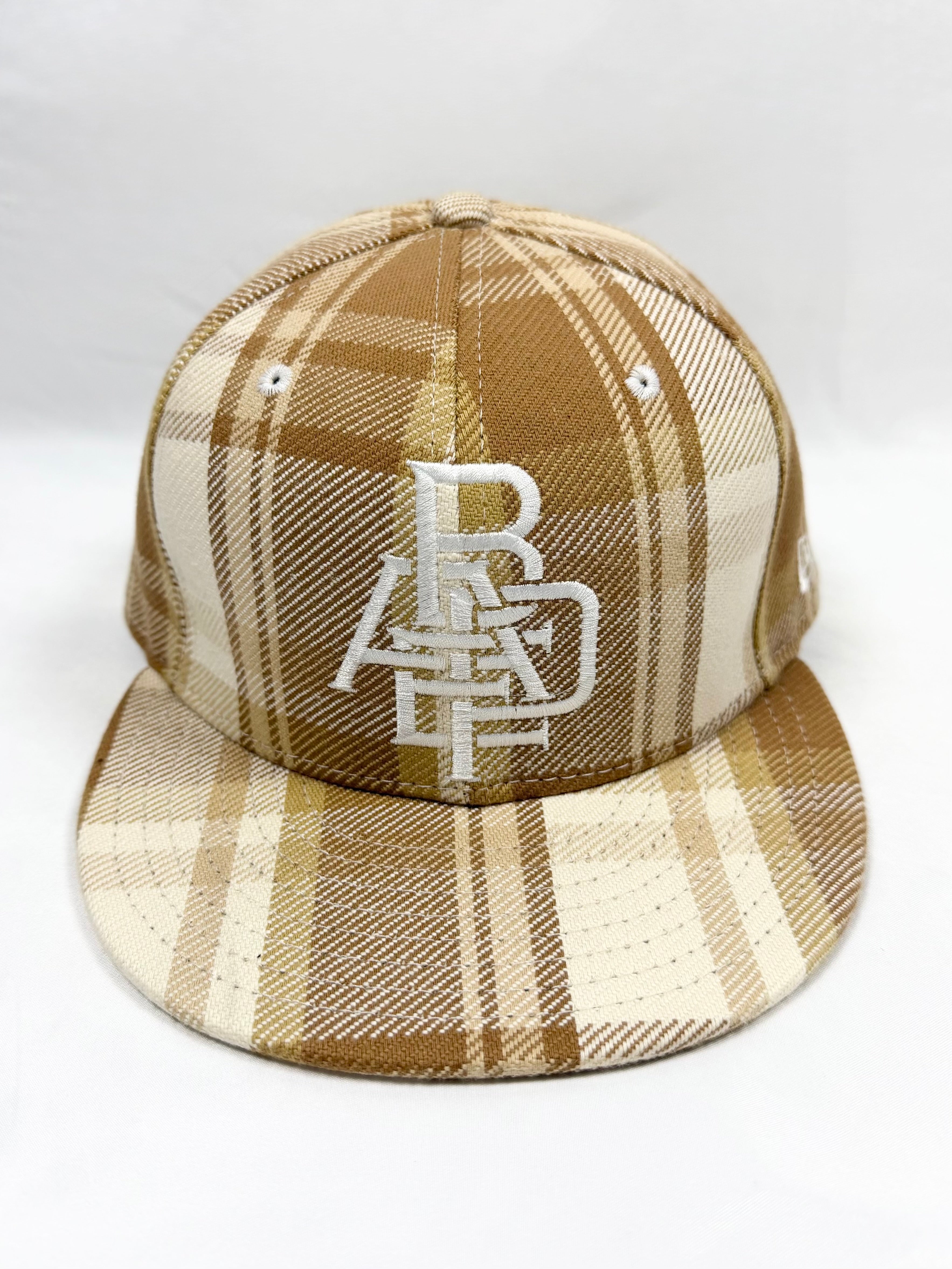 FW08 A Bathing Ape Beige Plaid Embroidered New Era Fitted Cap