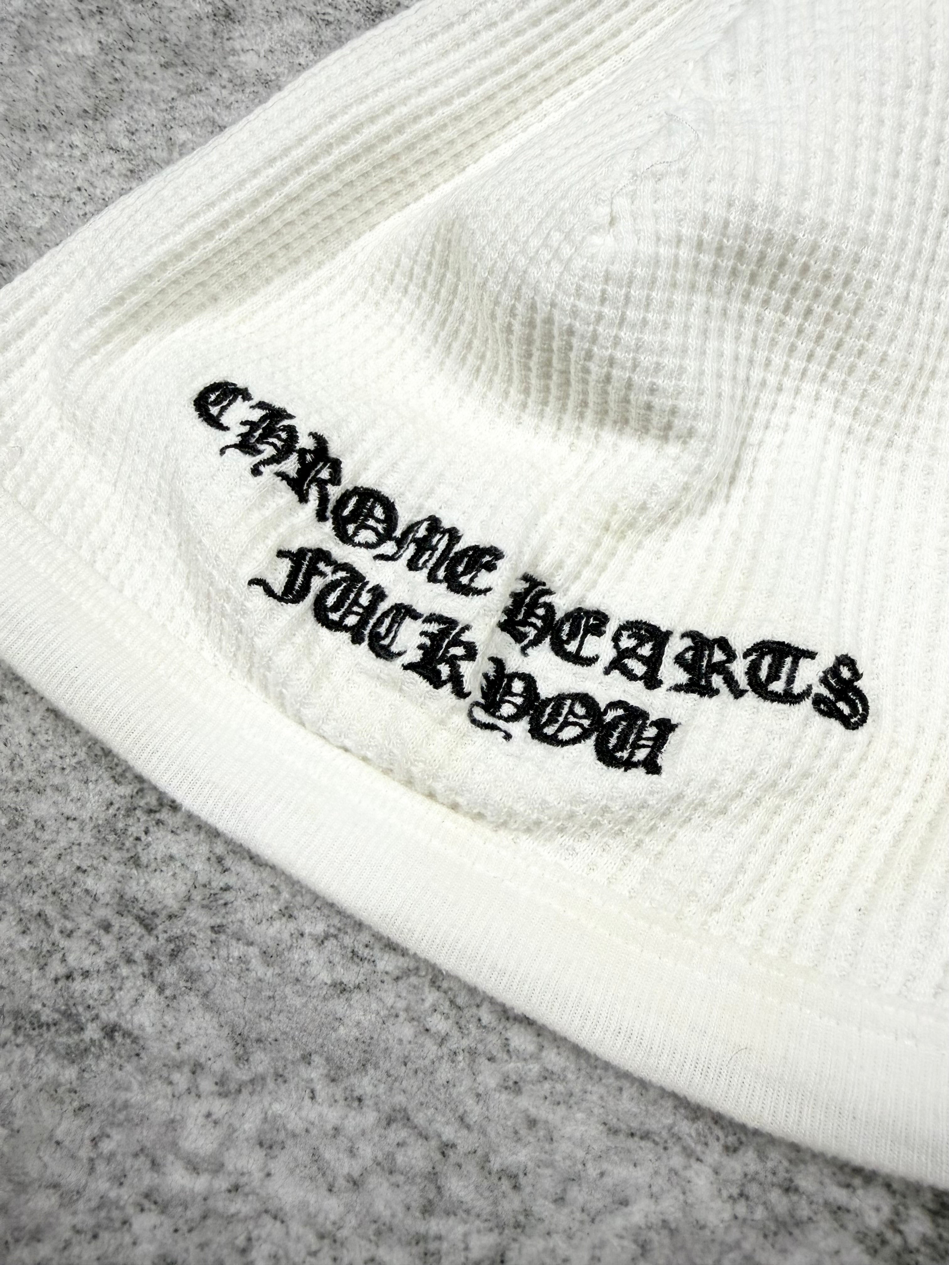 2000s Chrome Hearts ‘Fuck You’ Vintage White Thermal Beanie