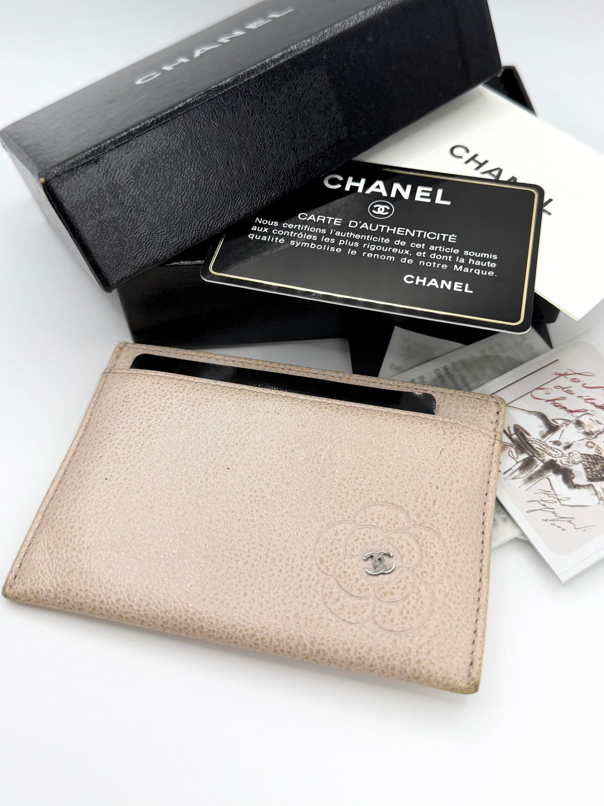 2009 Chanel ‘CC’ Camellia Flower Pale Pink Leather Card Holder