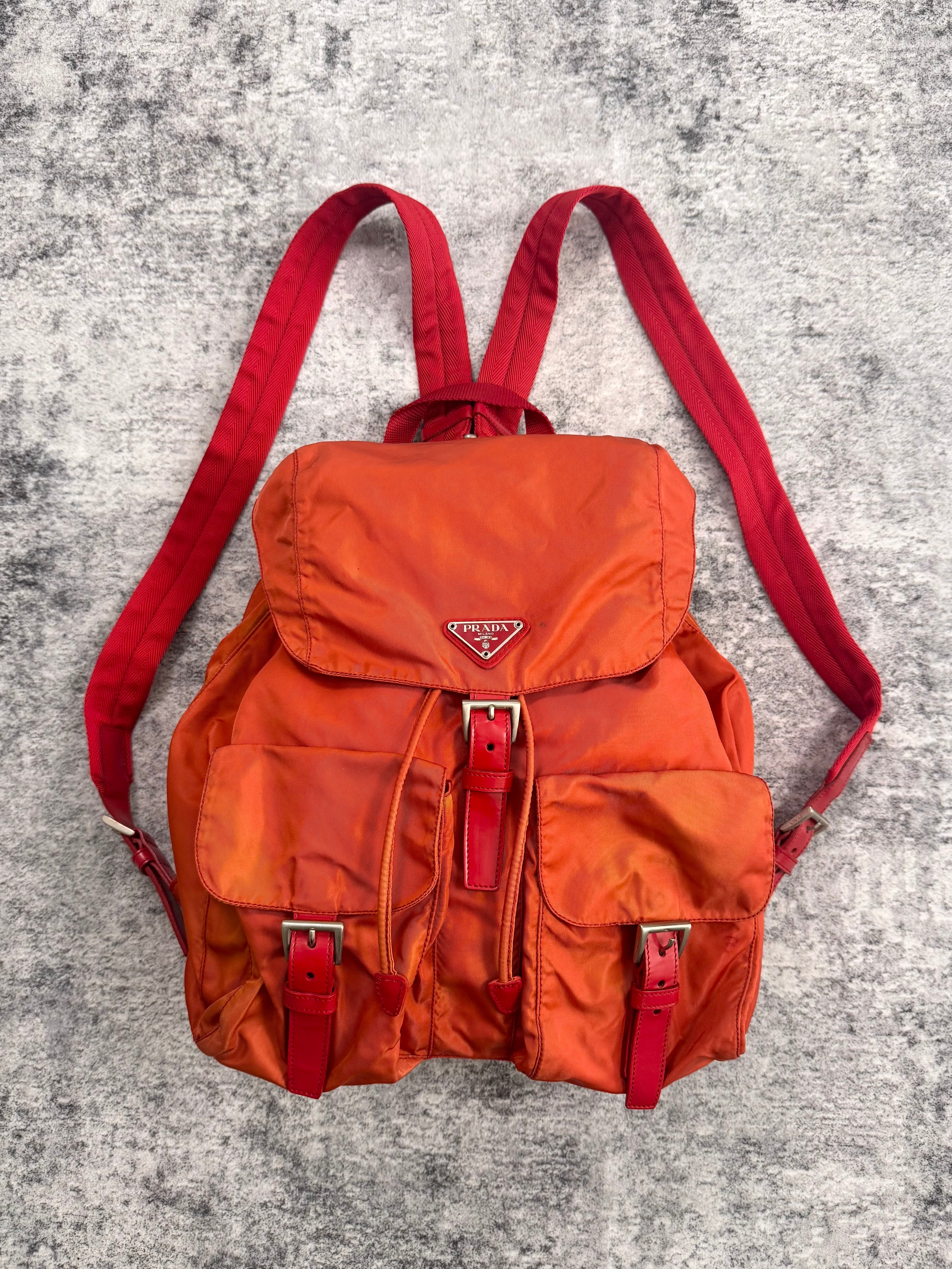 2000s Prada Milano “Rosso” Vela Nylon Backpack