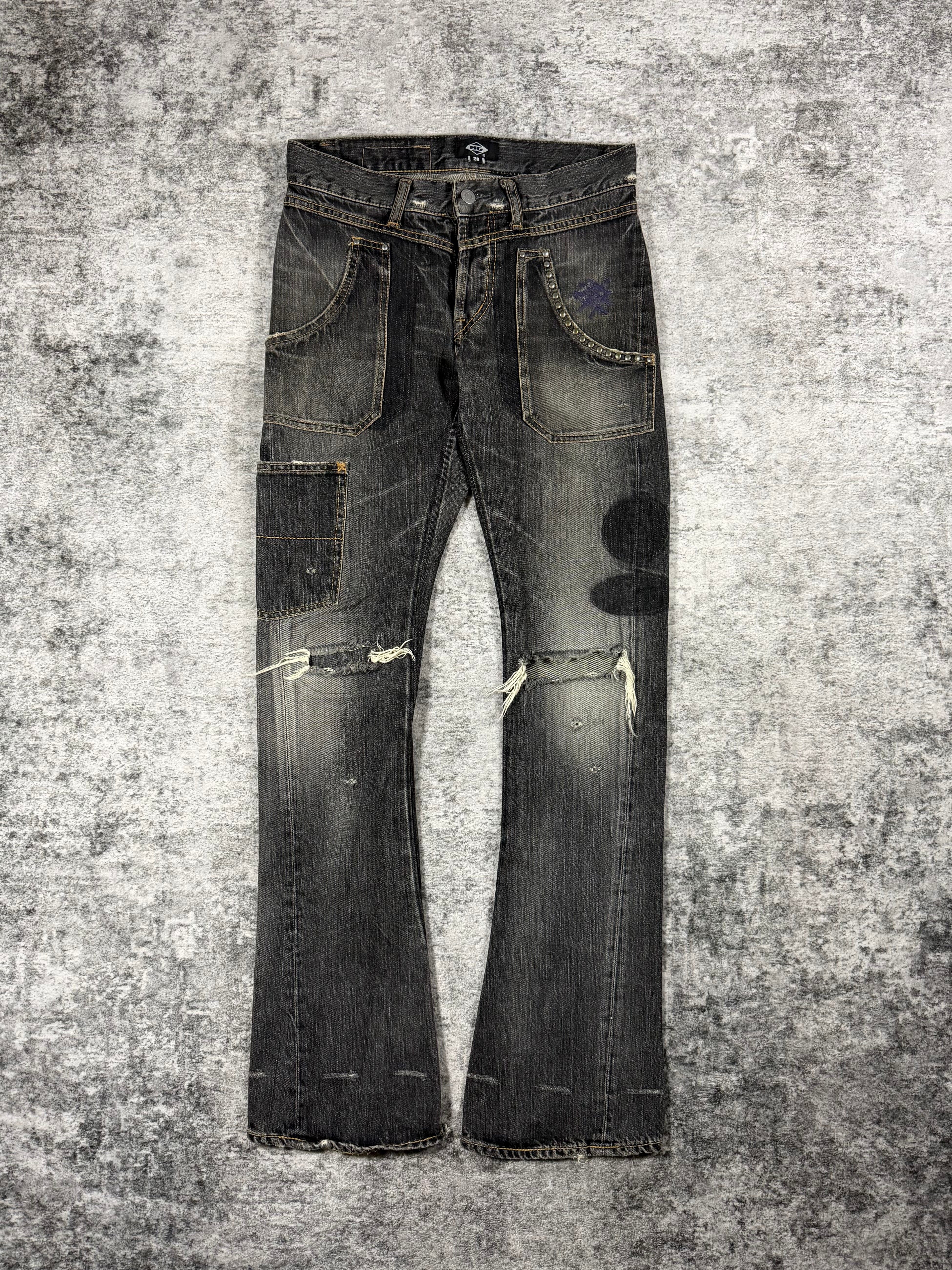 2000s Hysteric Glamour Reconstructed Faded Distress Flare Denim