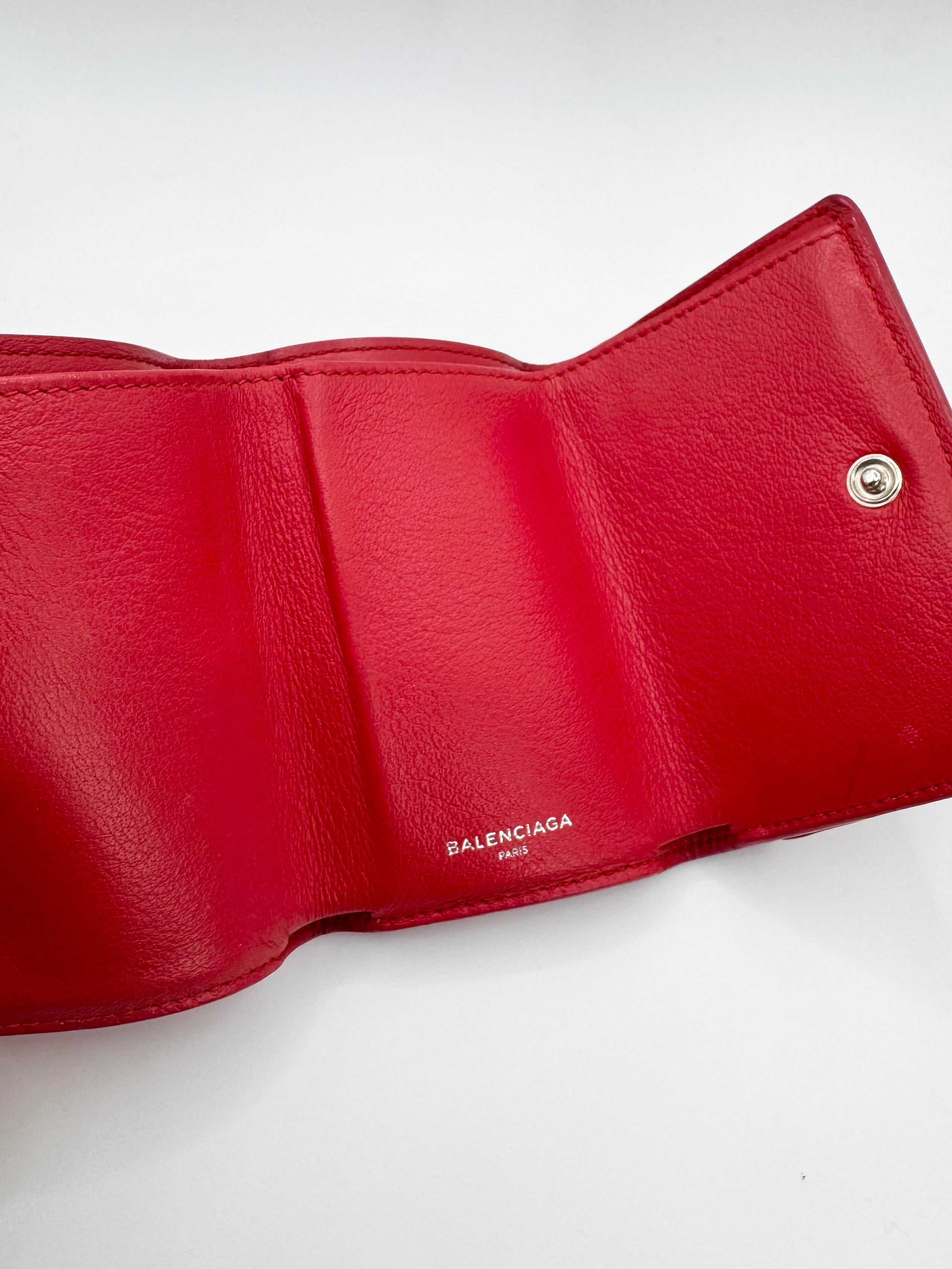 2010s Balenciaga ‘Crimson’ Papier Tri-Fold Leather Wallet