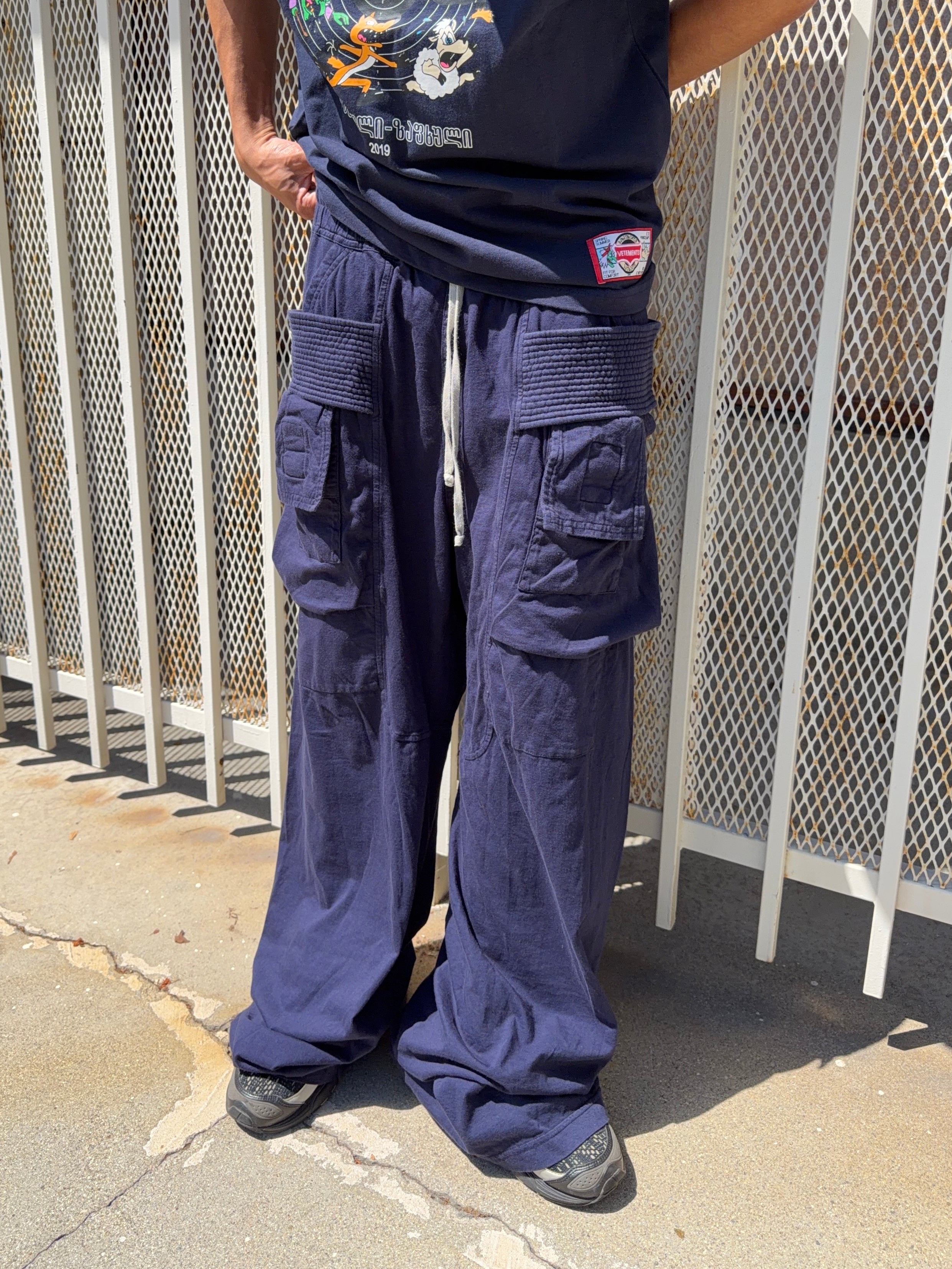 SS21 Rick Owens “Phlegethon” Drkshdw Wide-Leg Creatch Cargo Sweatpants