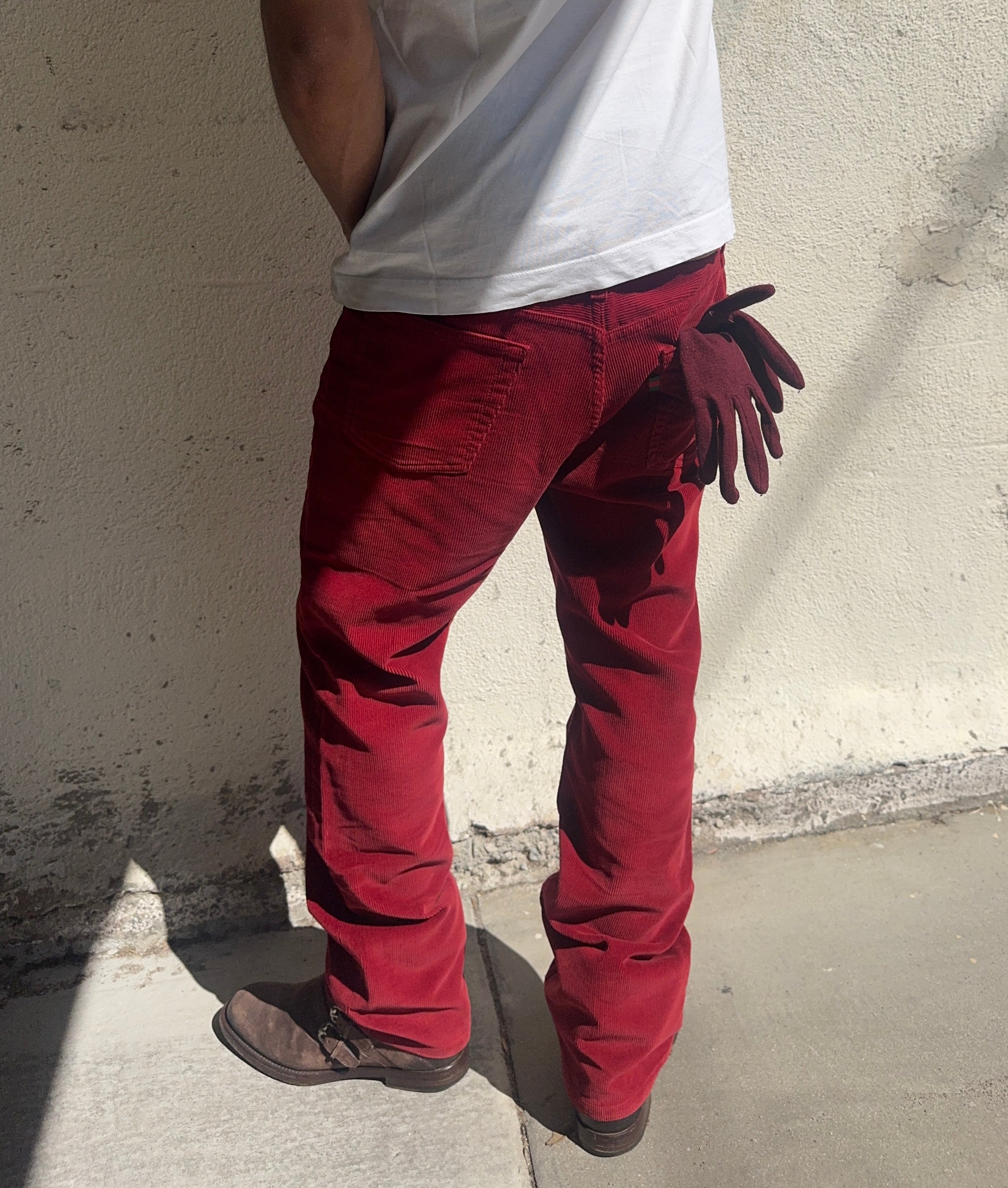 2000s Gucci Tom Ford Crimson Red Corduroy Straight-Leg Pants