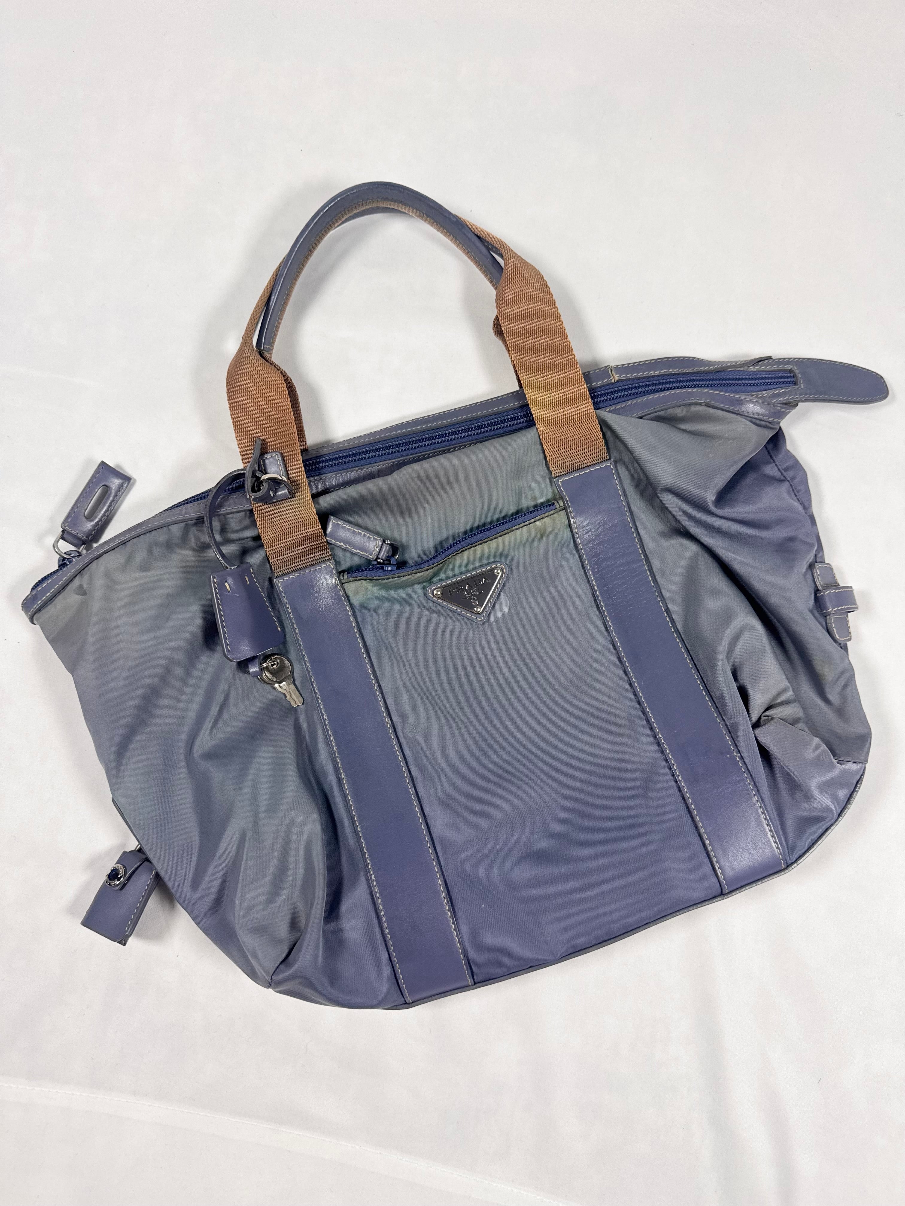 2000s Prada Milano 'Argento' Nylon Mini Boston Bag