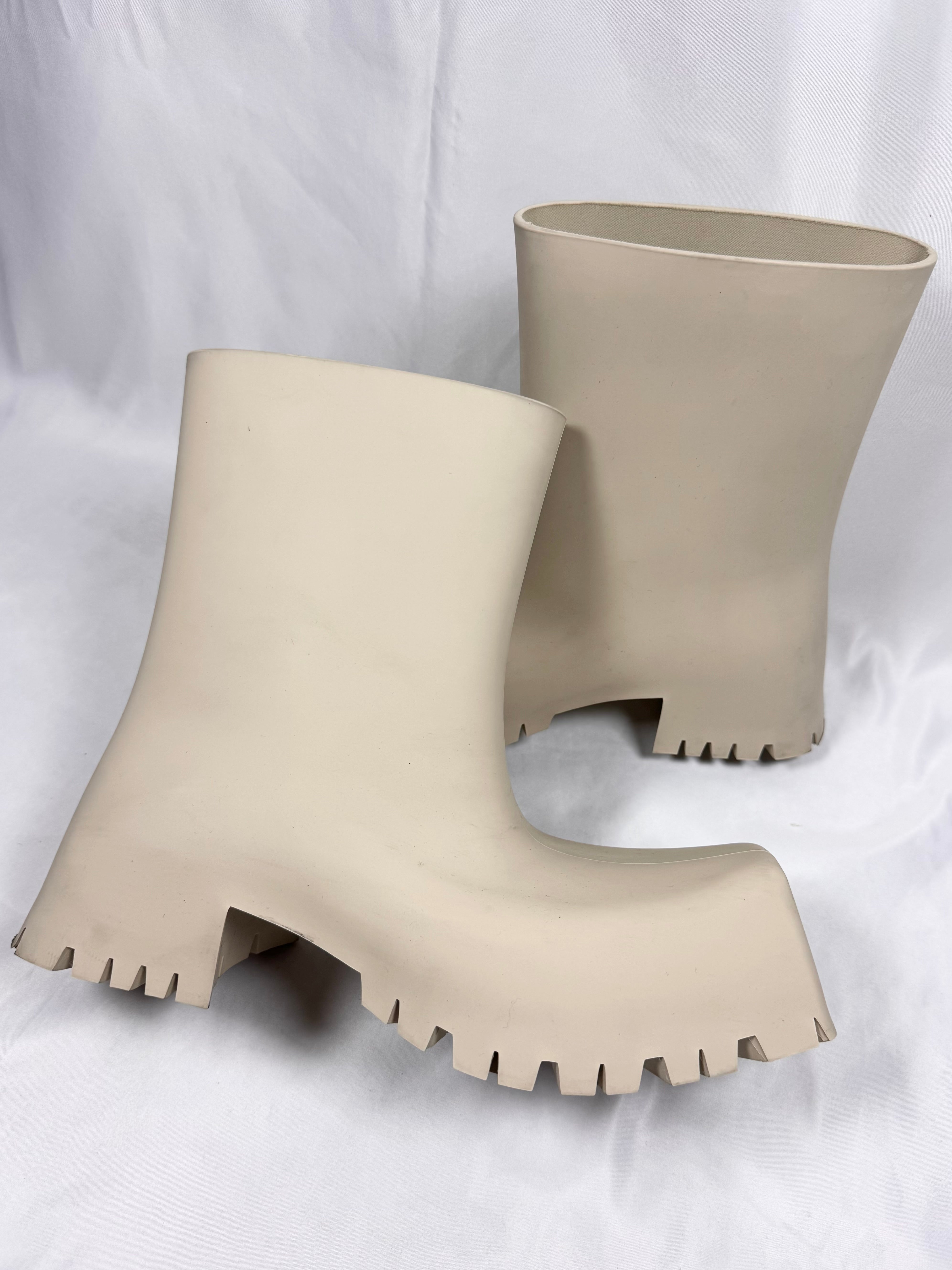 SS22 Balenciaga 'Cream' Trooper Rubberized Boots