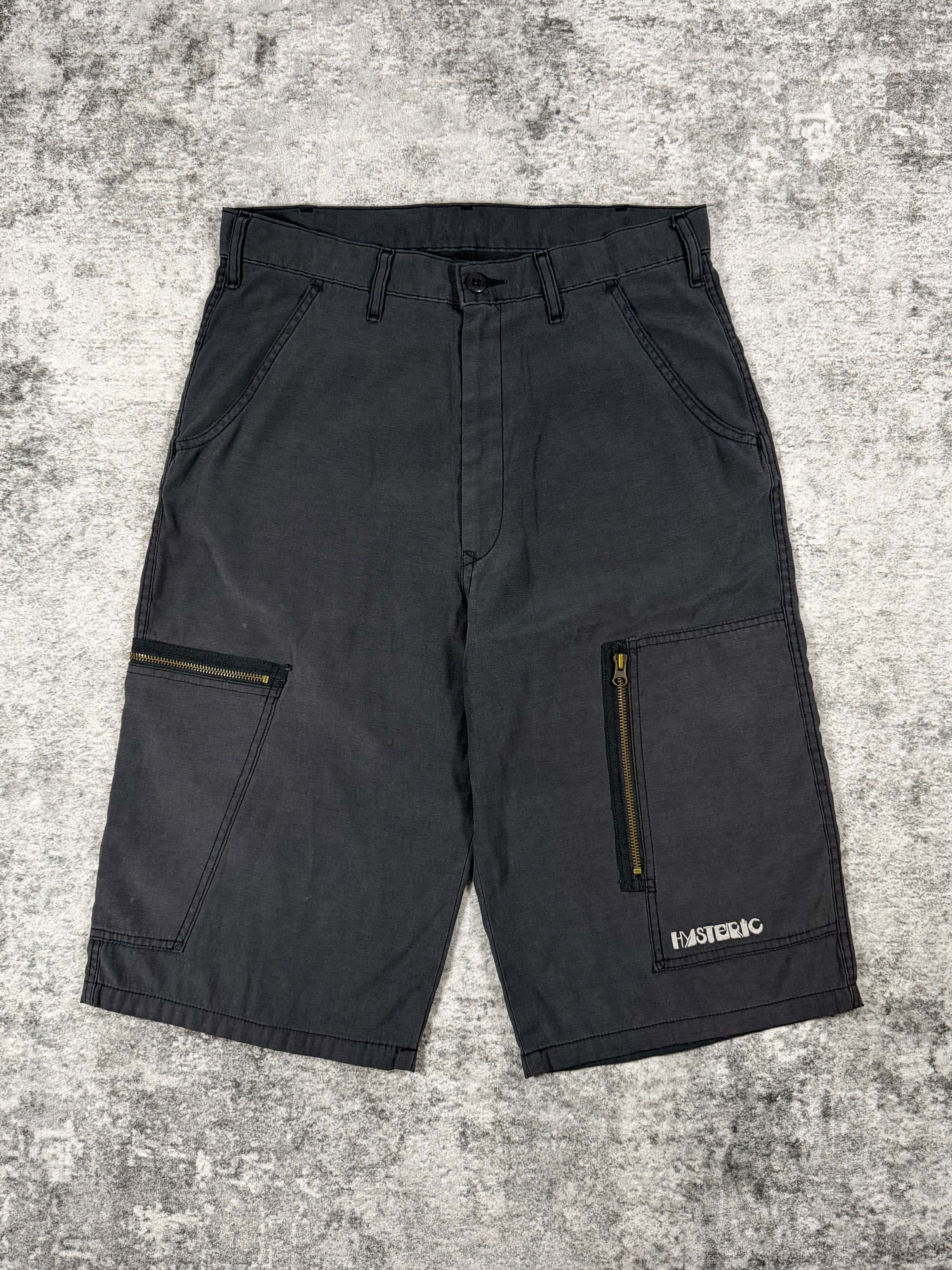 1990s Hysteric Glamour Black Parachute Cargo Shorts