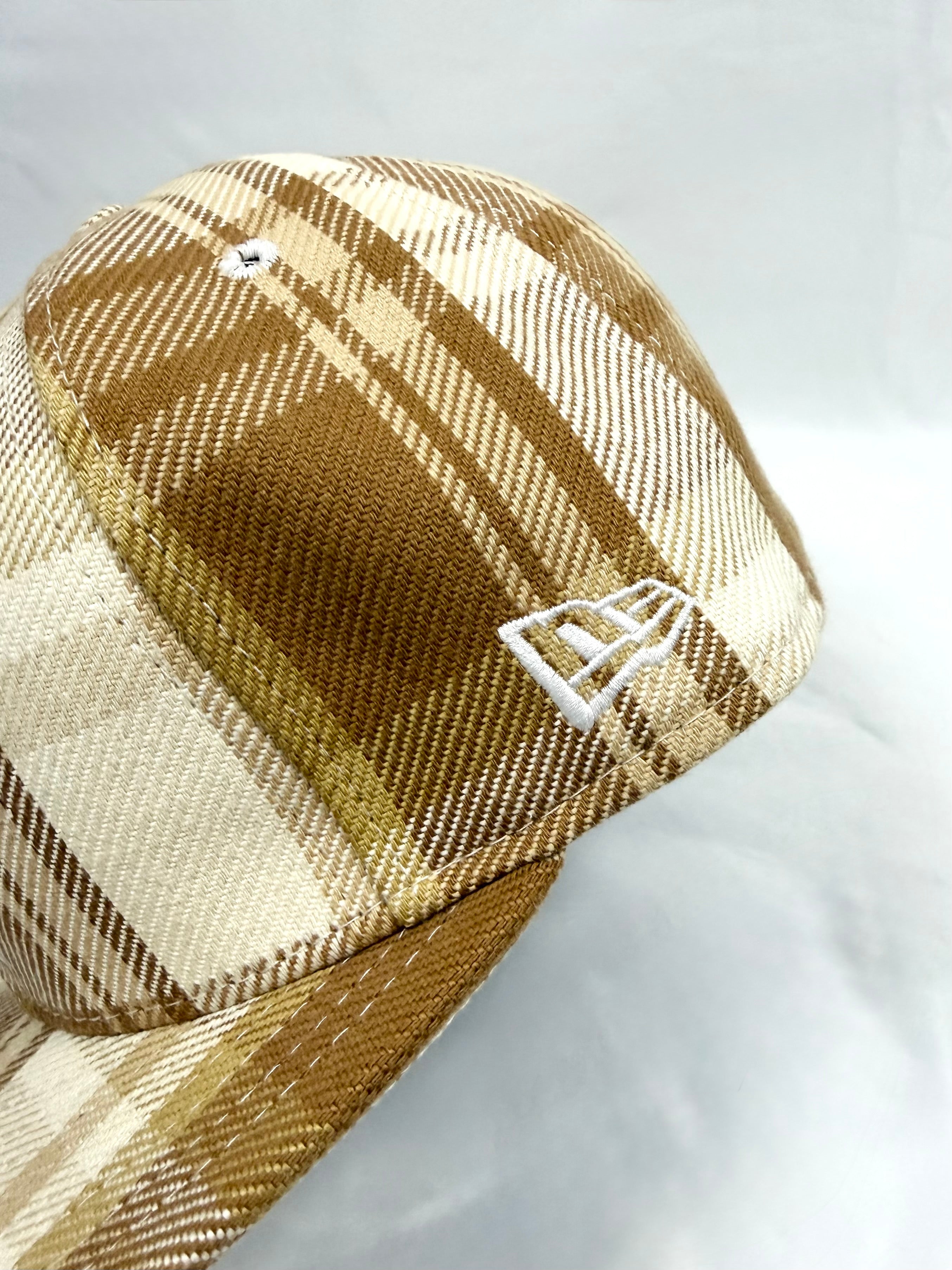 FW08 A Bathing Ape Beige Plaid Embroidered New Era Fitted Cap