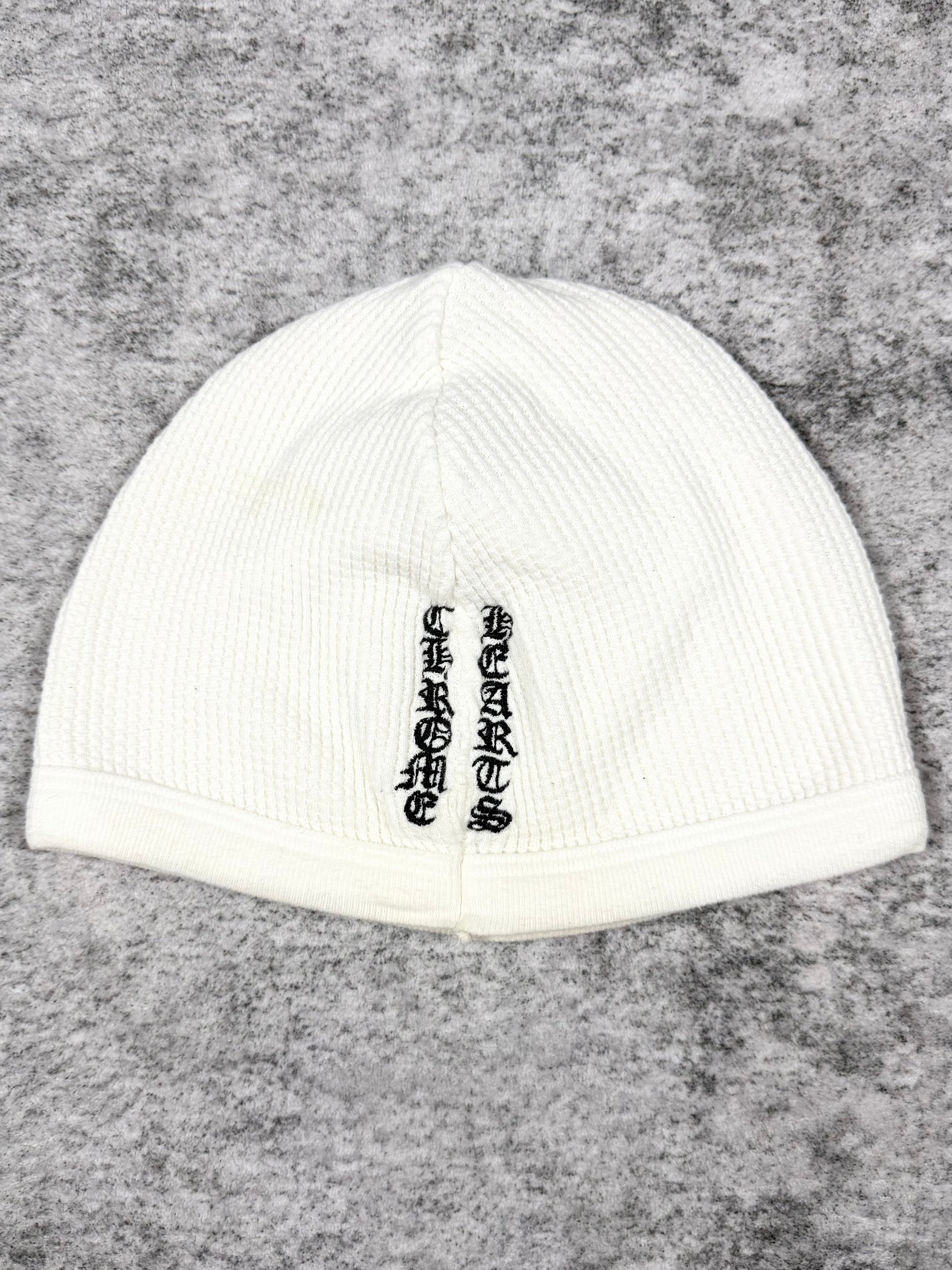 2000s Chrome Hearts ‘Hairy Cross’ Vintage White Thermal Beanie