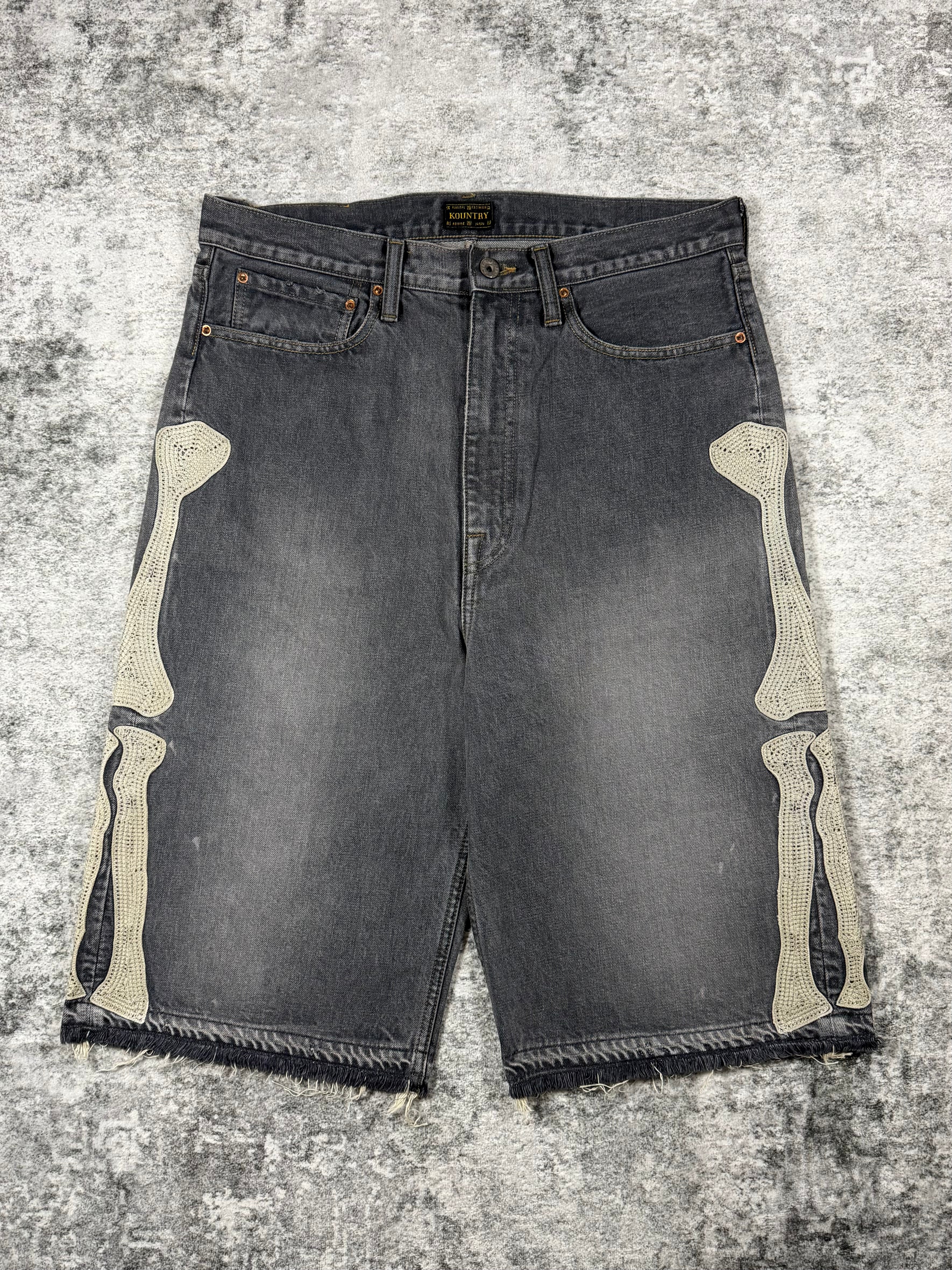 Kapital Kountry ‘5P Bone’ 14oz Grey Denim Shorts