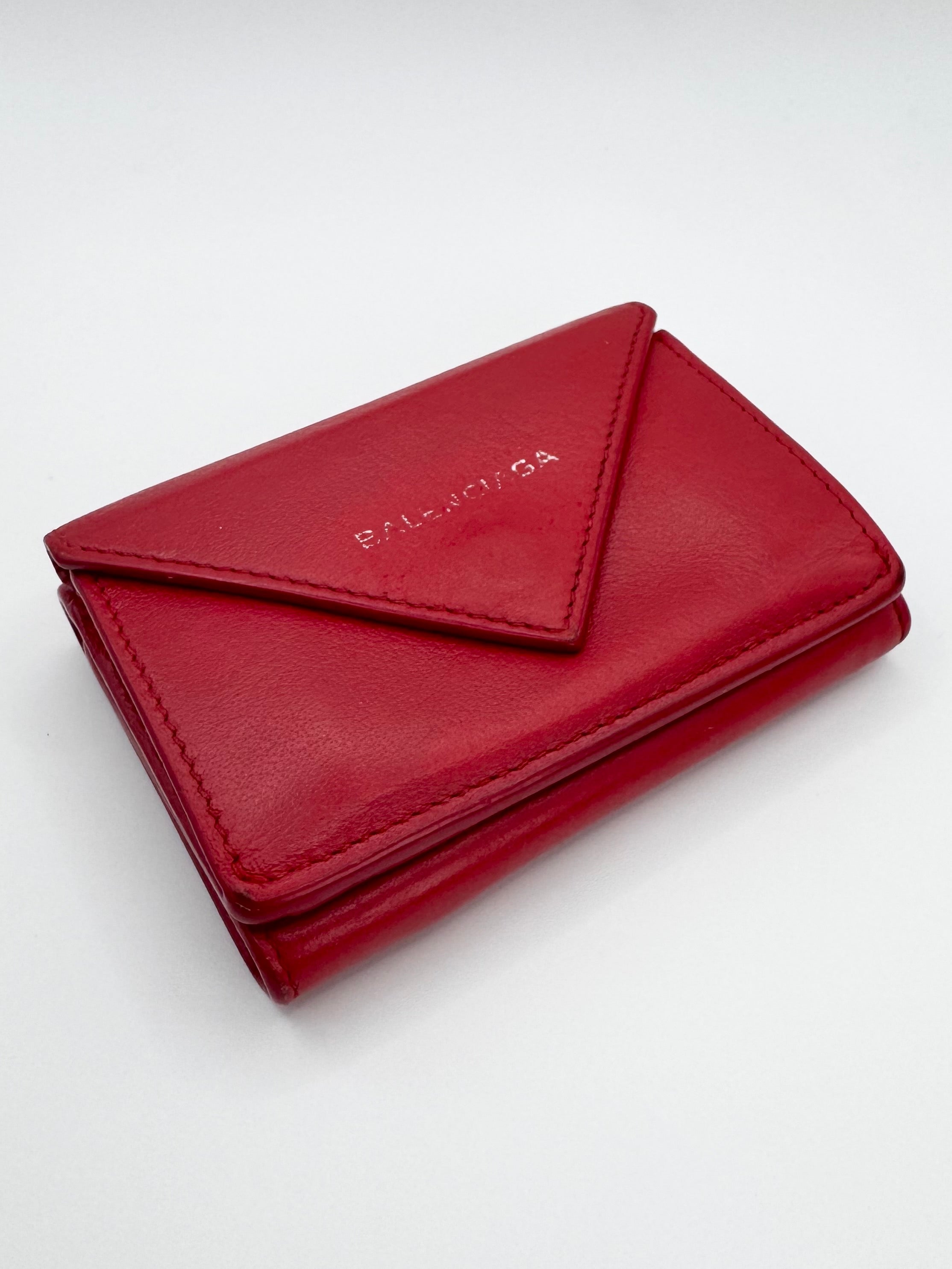 2010s Balenciaga ‘Crimson’ Papier Tri-Fold Leather Wallet