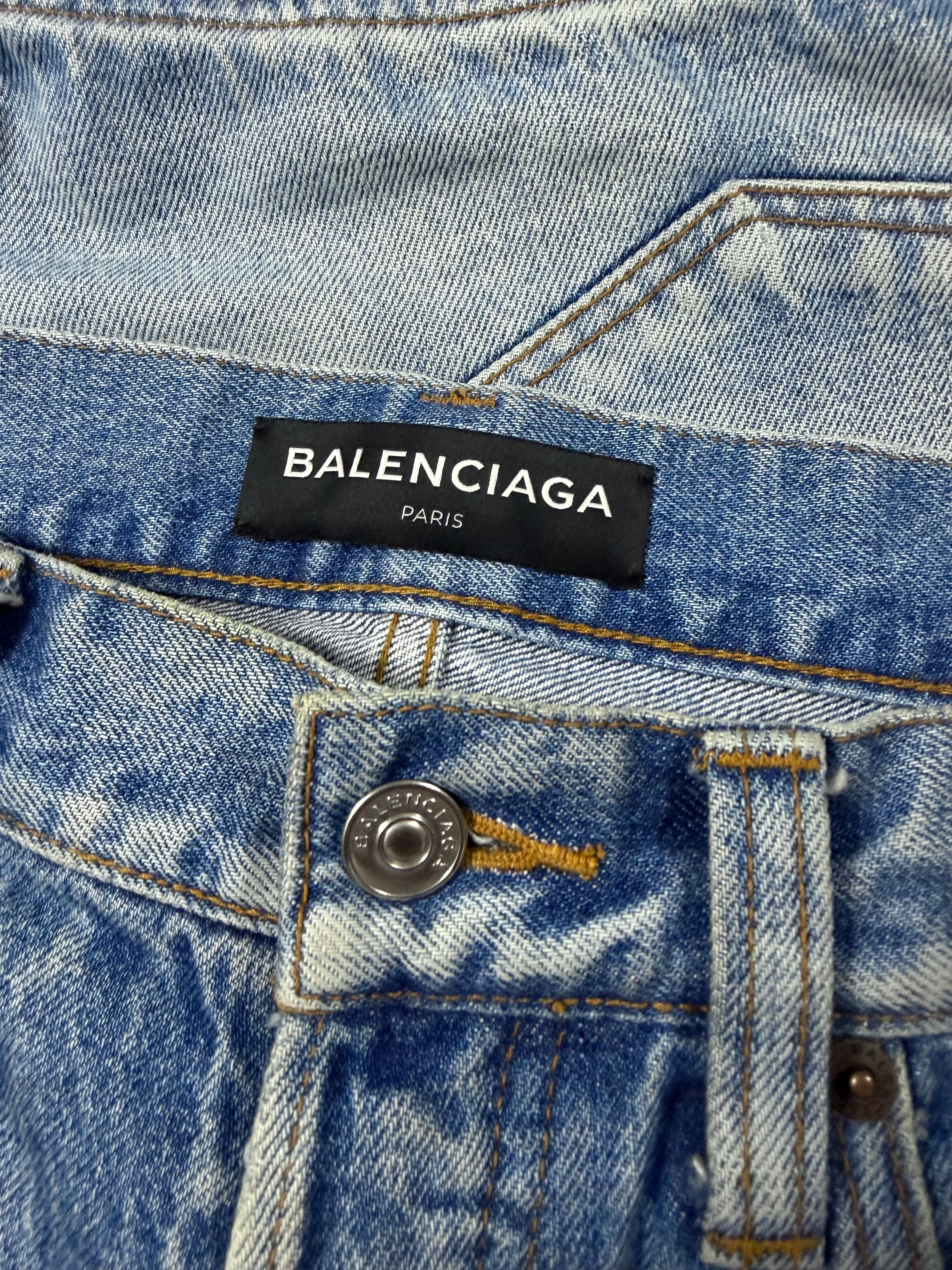 SS18 Balenciaga Faded Wash Convertible Zip-Off Runway Denim
