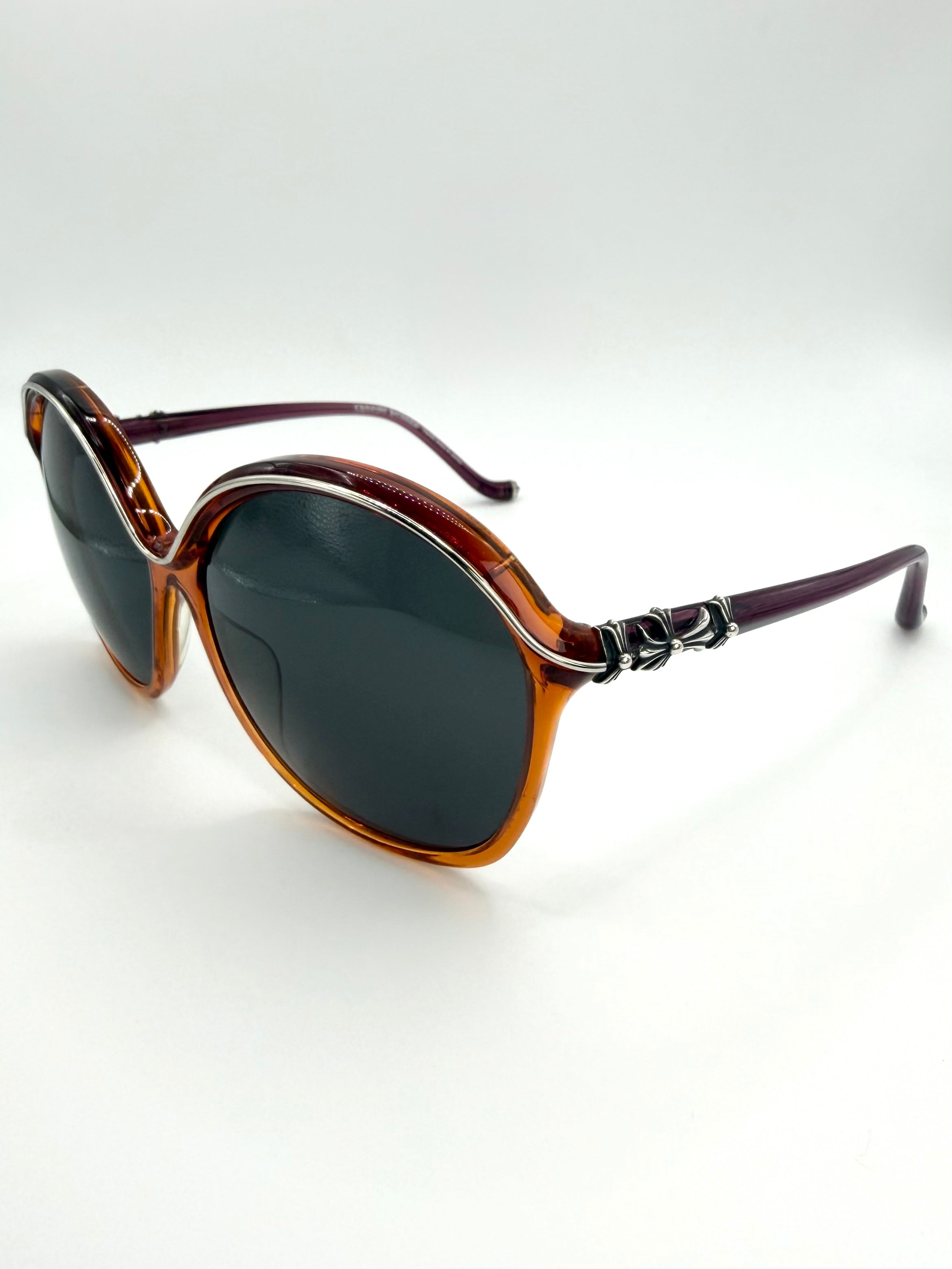 2000s Chrome Hearts “Cock A Roach” Cemetery Cross Oval Sunglasses