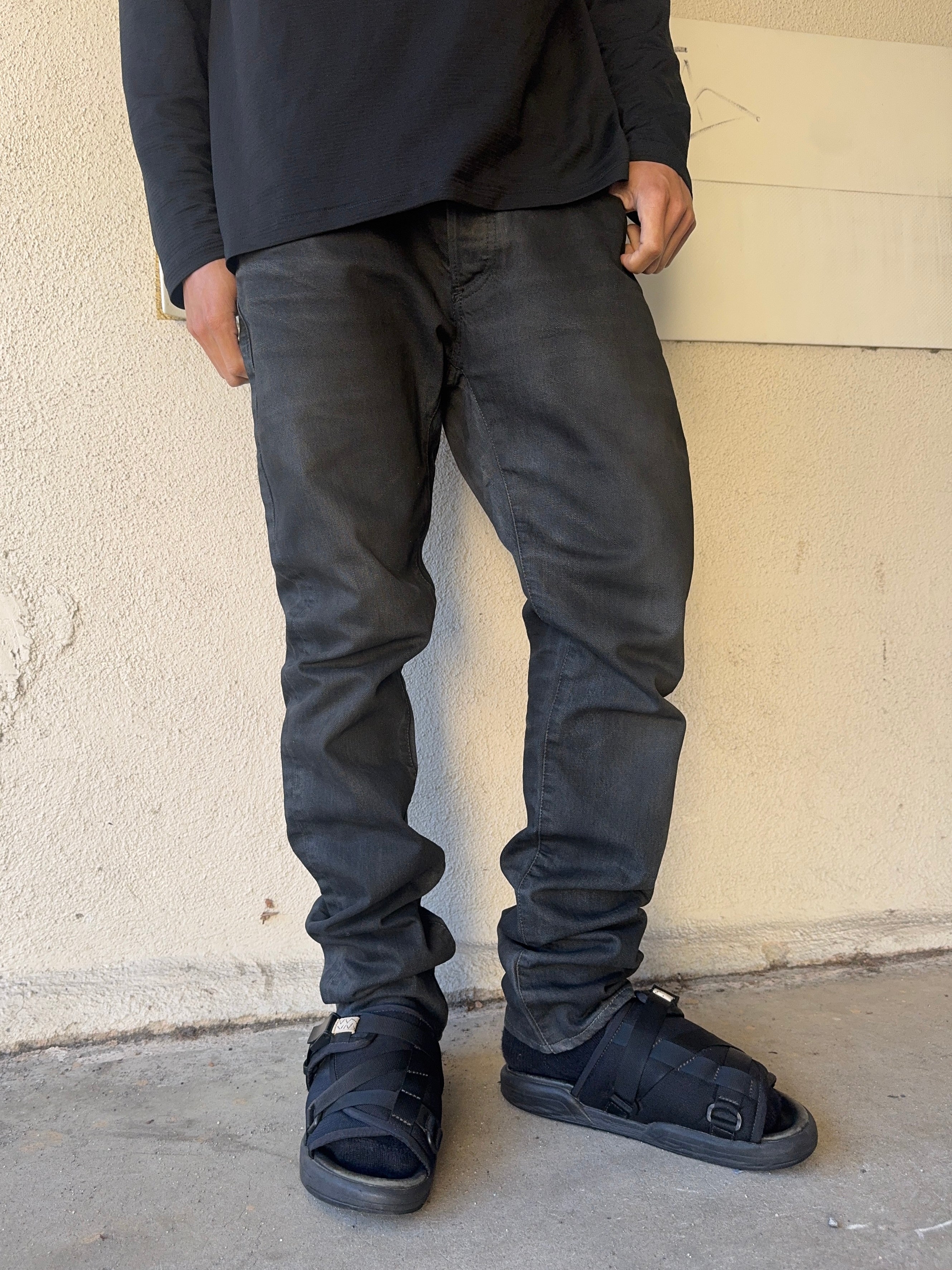 SS11 Dior Homme Kris Van Assche Black Paint-Coated Denim