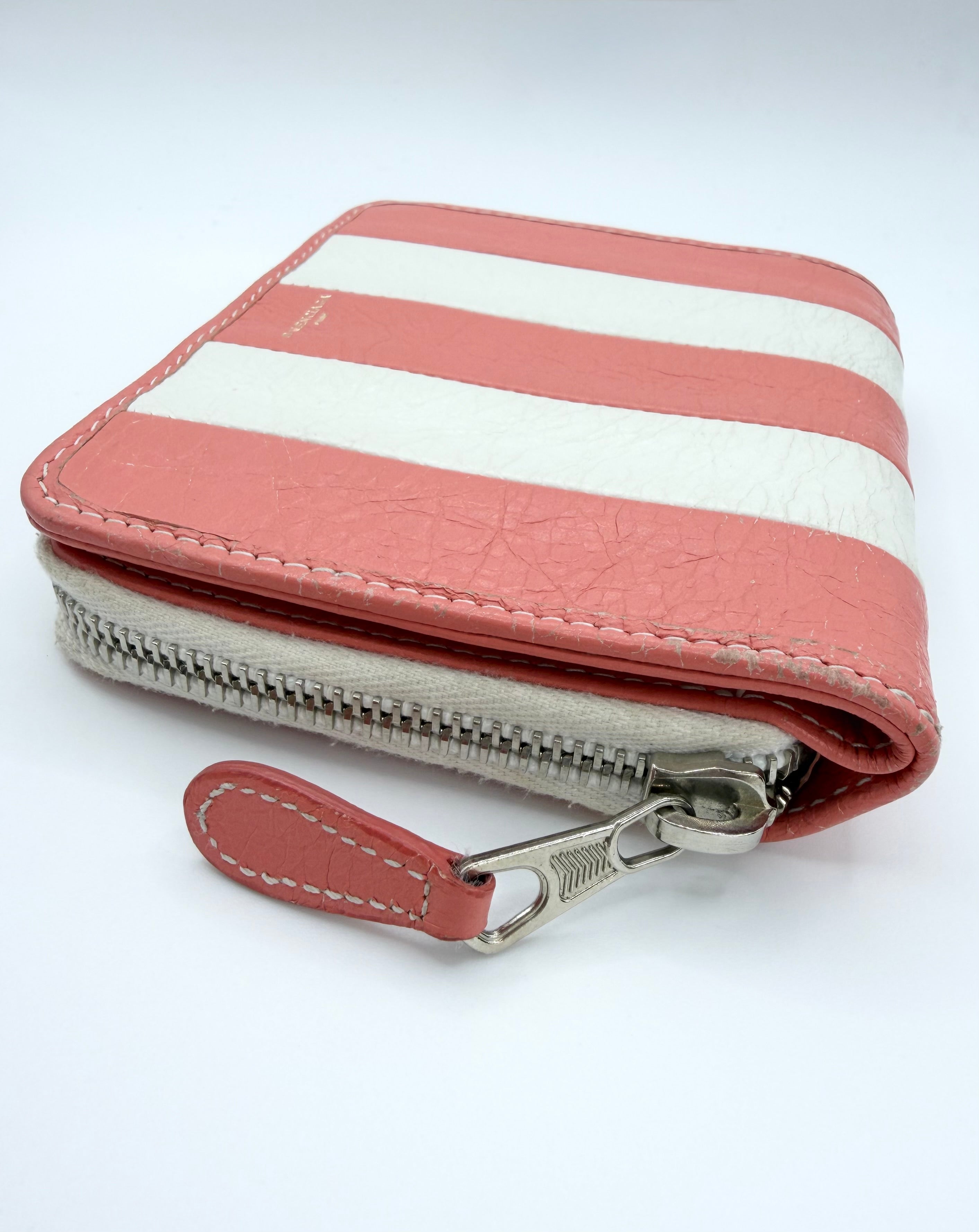 Balenciaga ‘Bazar’ Pale Pink/White Calfskin Leather Wallet