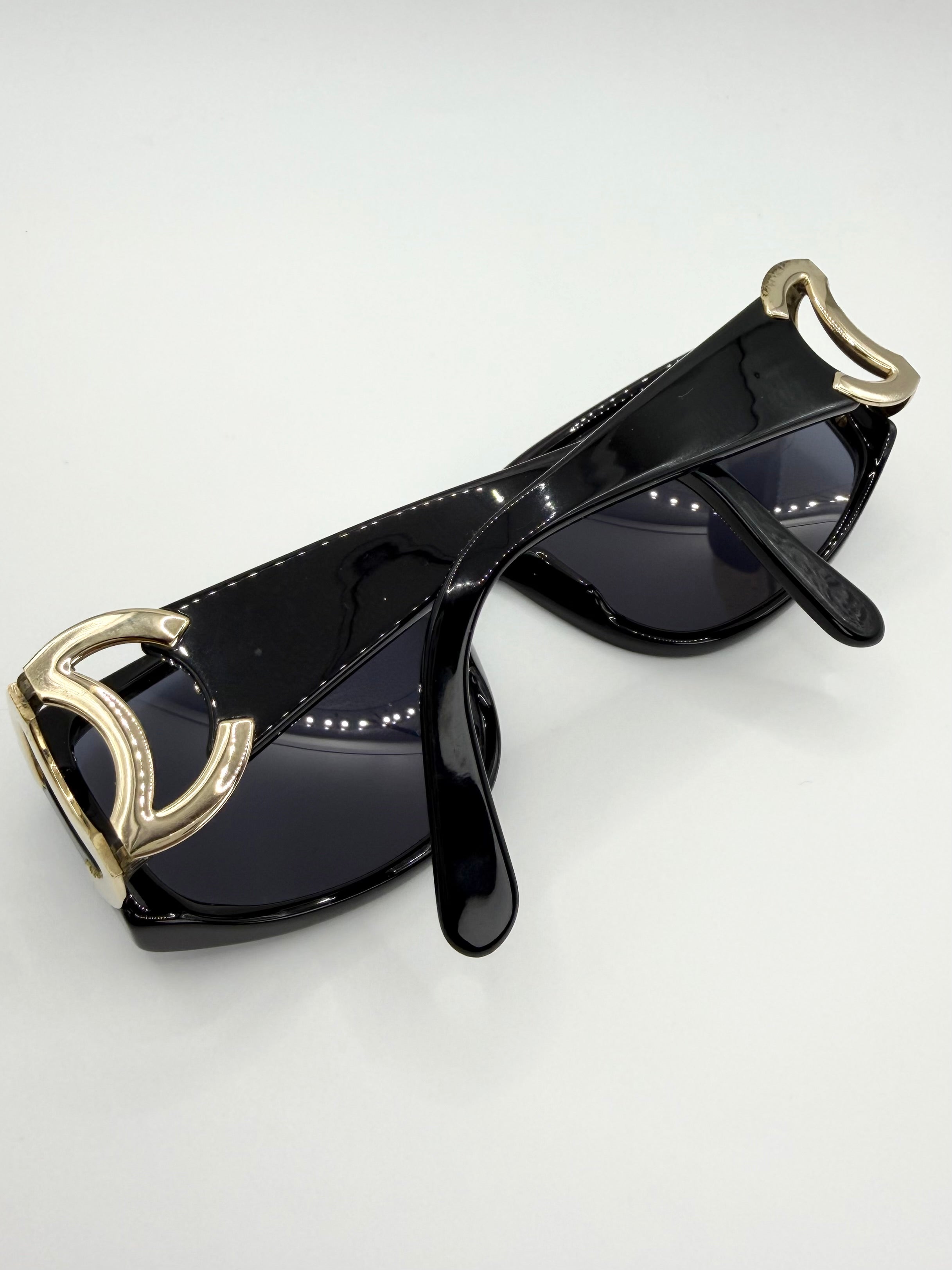 2000s Chanel ‘02461’ Oversized Interlocking CC Hinge Sunglasses