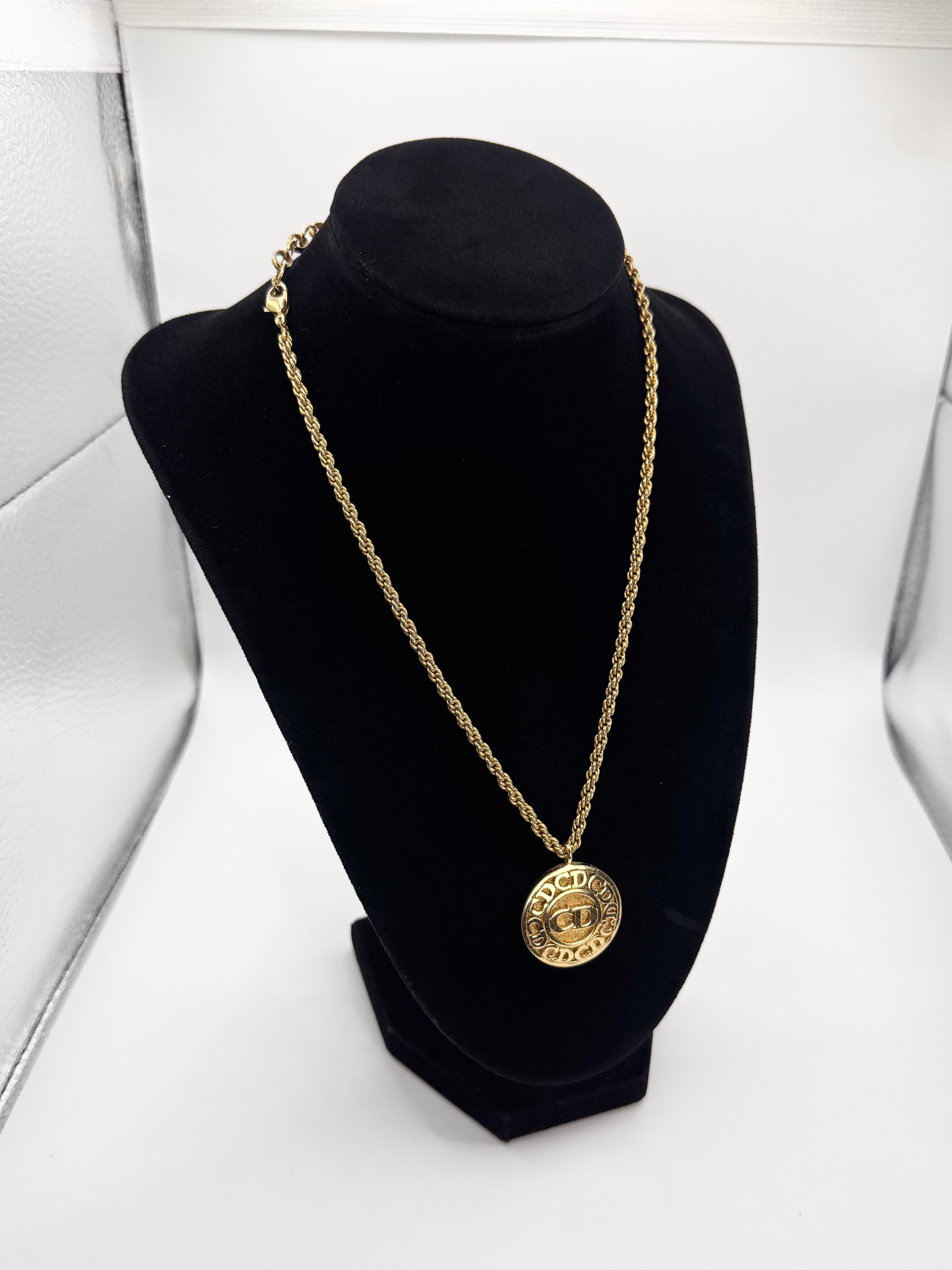 2000s Christian Dior Vintage ‘Coin Emblem’ Gold Necklace