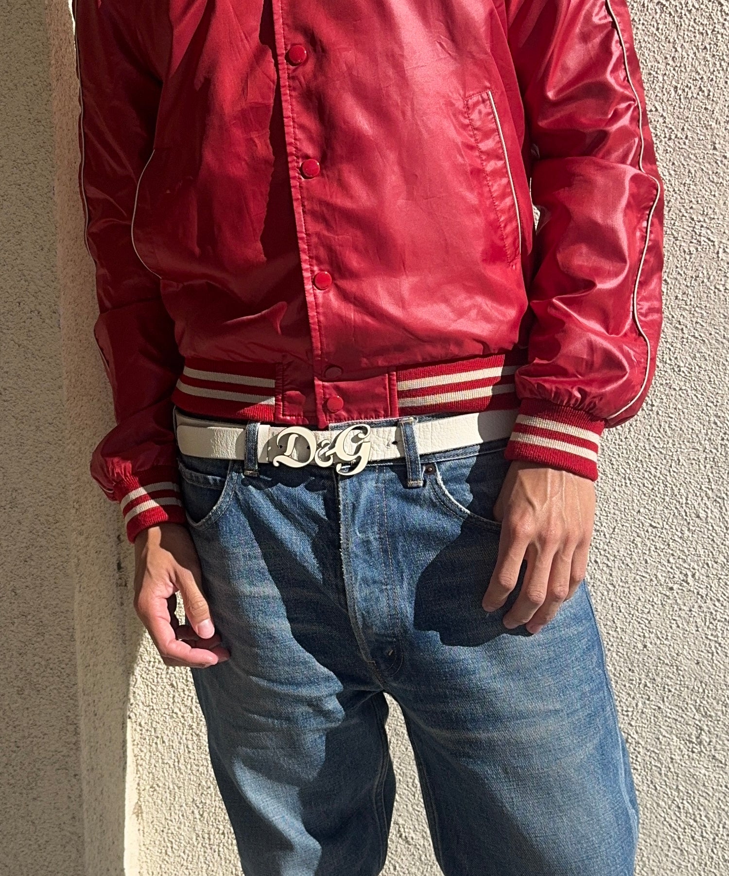 2000s Dolce & Gabbana ‘DG’ Logo White Leather Belt