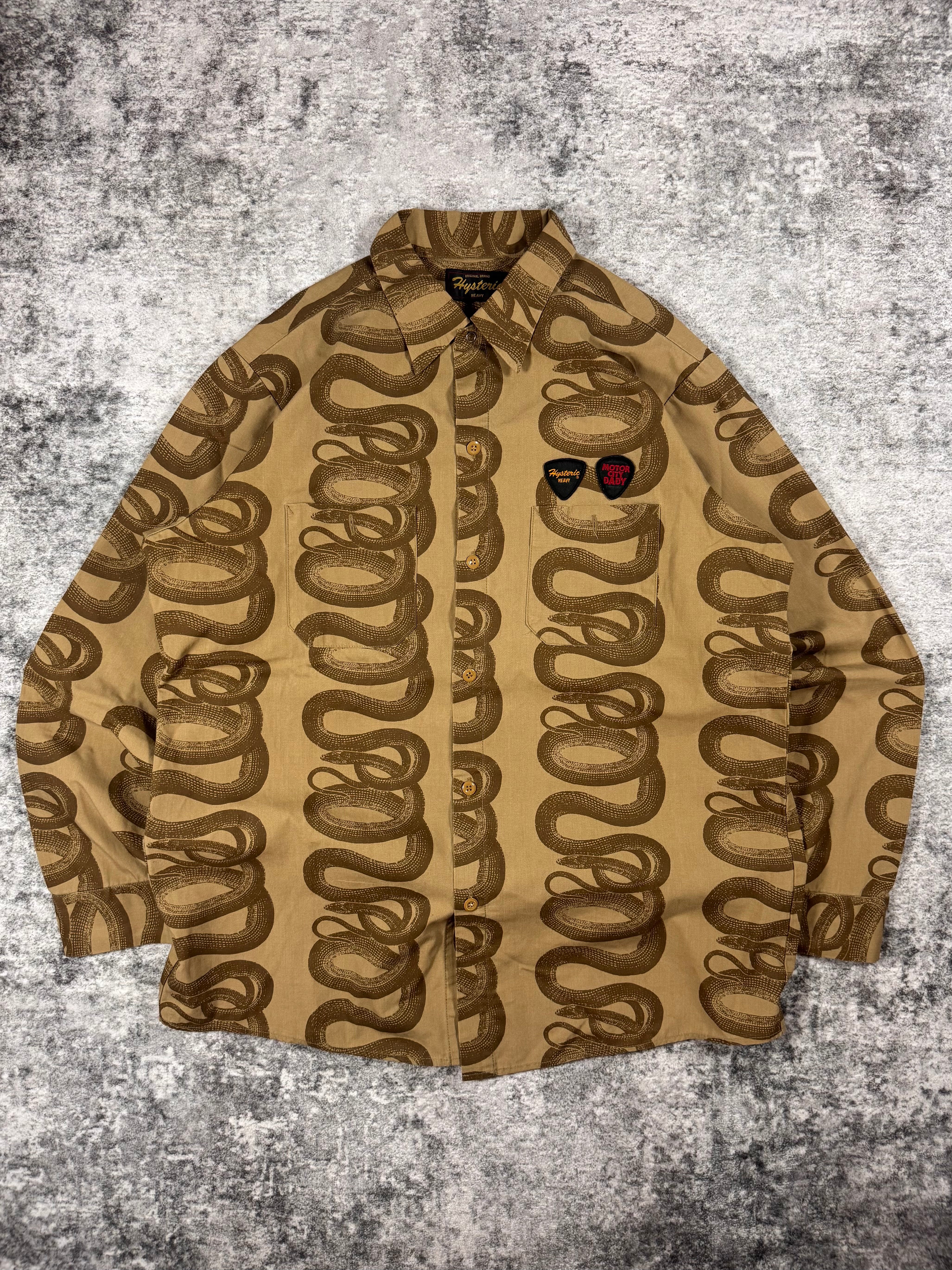 2000s Hysteric Glamour ‘Snake Motif’ Guitar Pick Patch Button Up