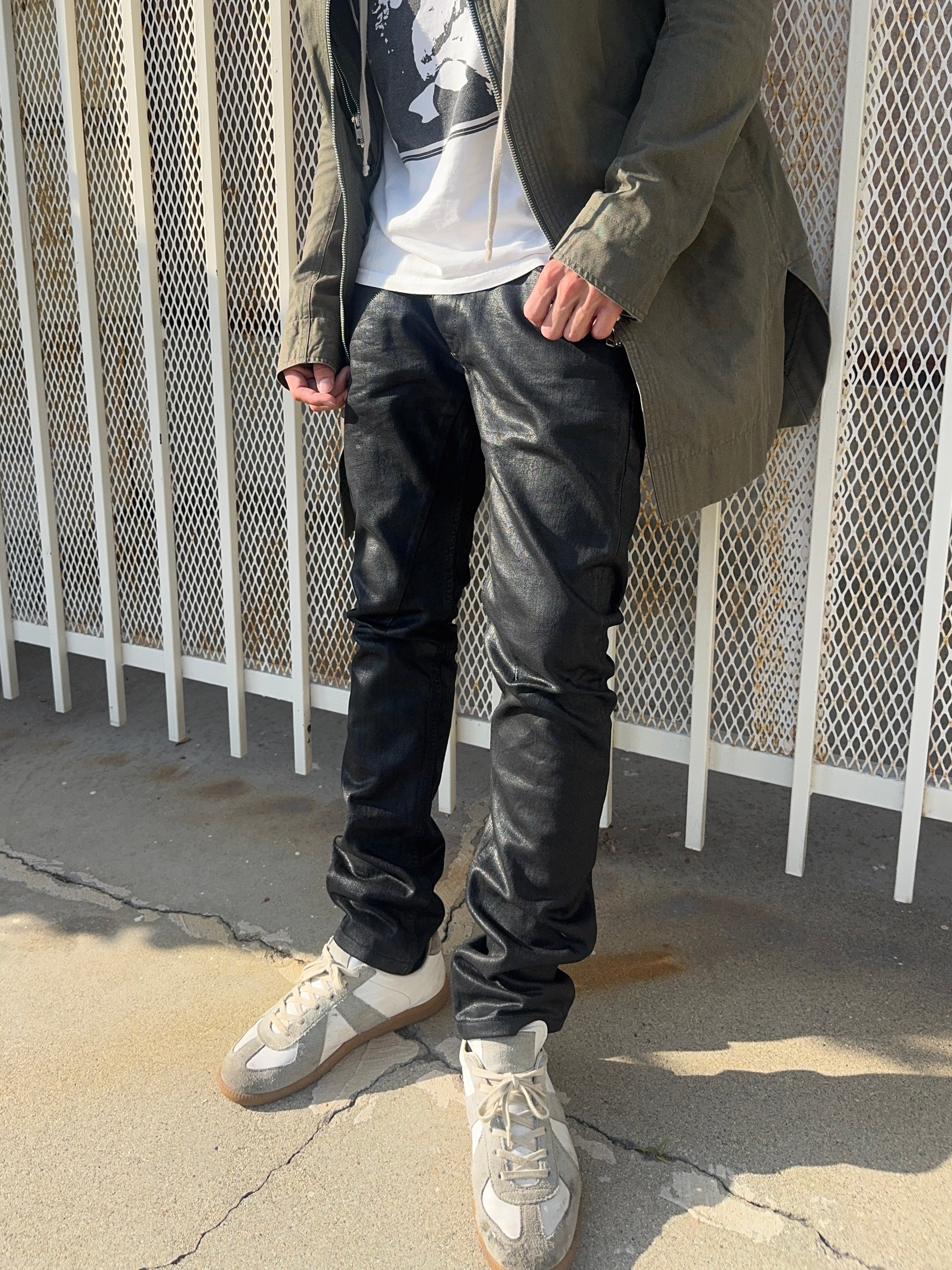 FW18 Rick Owens “Sisyphus” Black Waxed Detroit Cut Denim