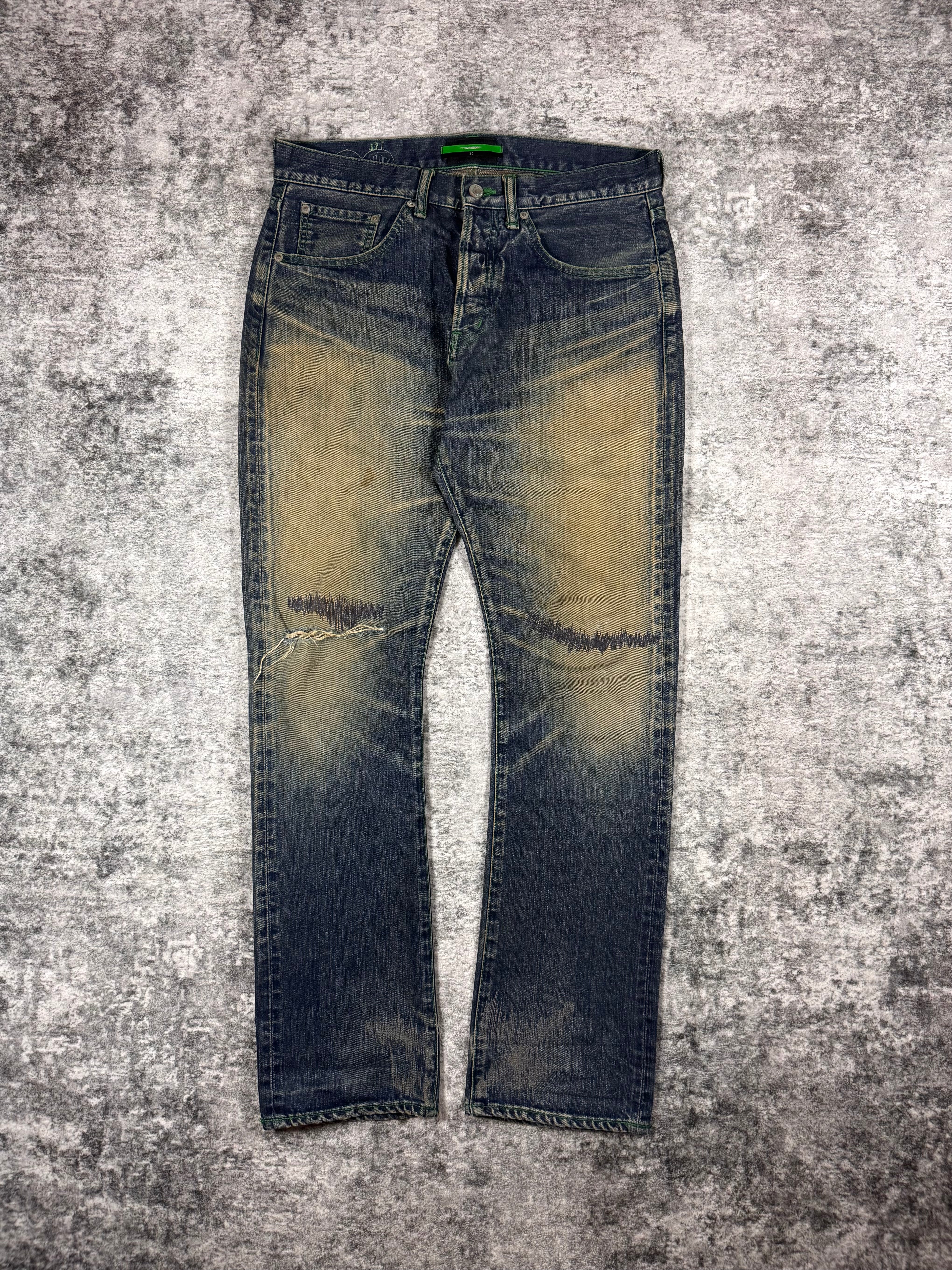 2000s Swagger Distress Contrast Stitch Mudwash Denim